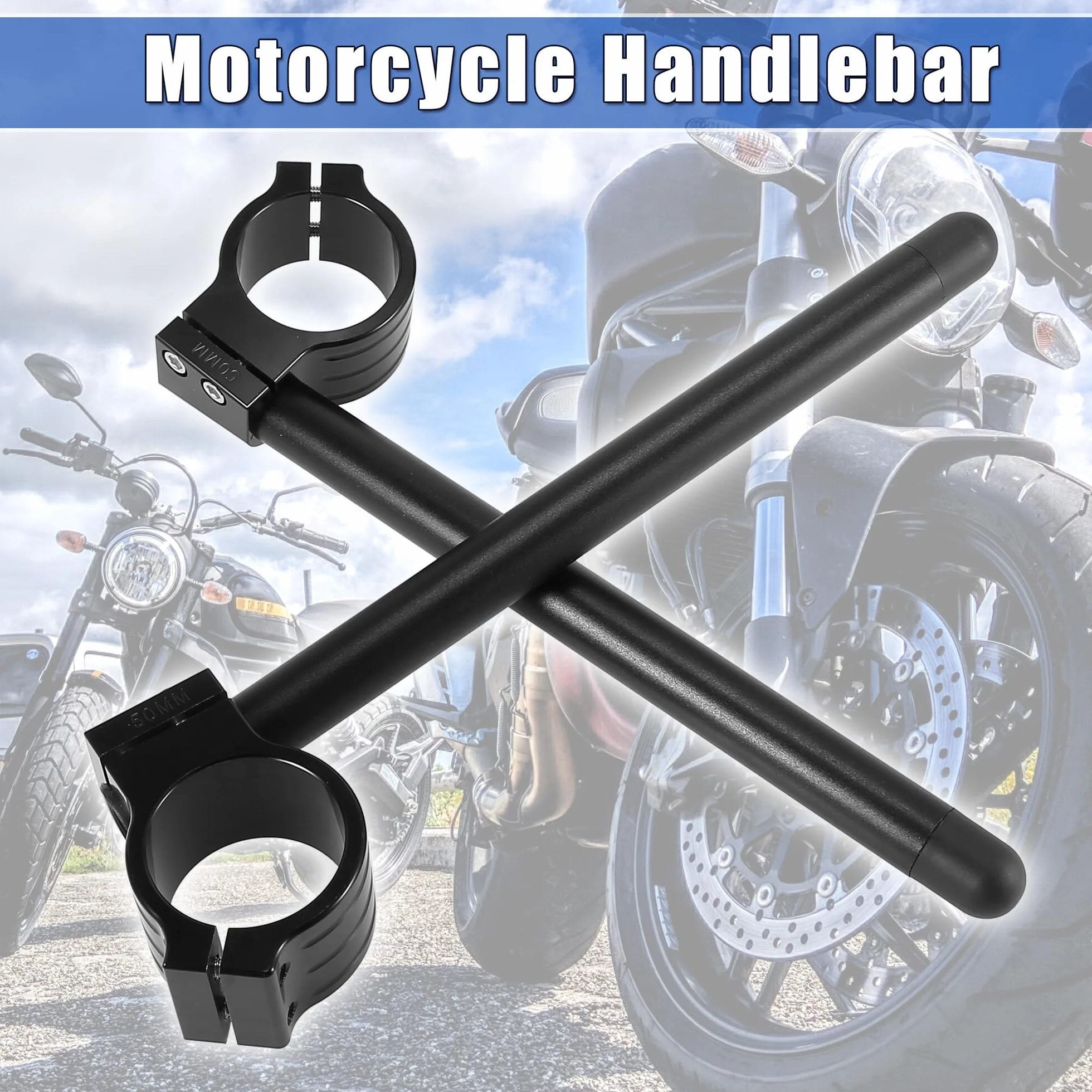 Motoforti 1 Paia 50mm Moto Manubrio Clip Ons Maniglia Bar Universale Nero
