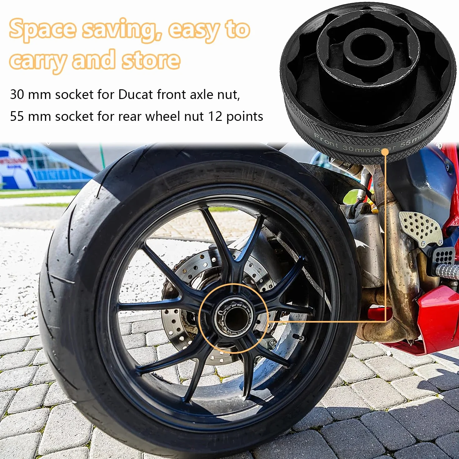 Dado Dell'Asse Posteriore Strumento Chiave a Tubo 55mm 30mm per Ducati Superbike 1098 1198 1199s