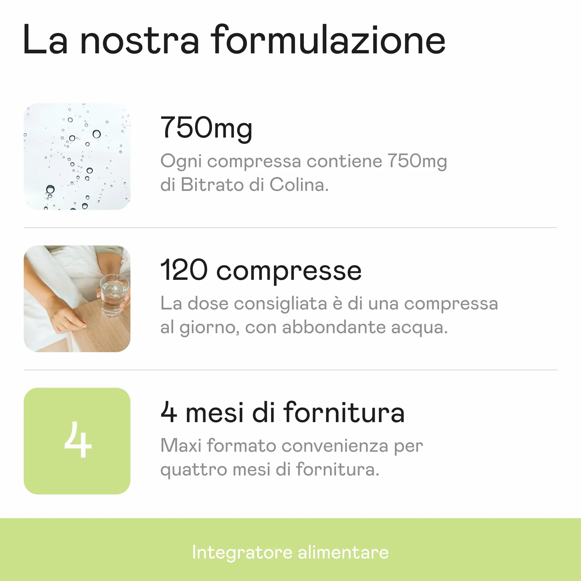 Colina Integratore 120cps Alto Dosaggio 1200mg Colina Bitartrato Depura Fegato Funzione Epatica Metabolismo Grassi Detox Made in Italy