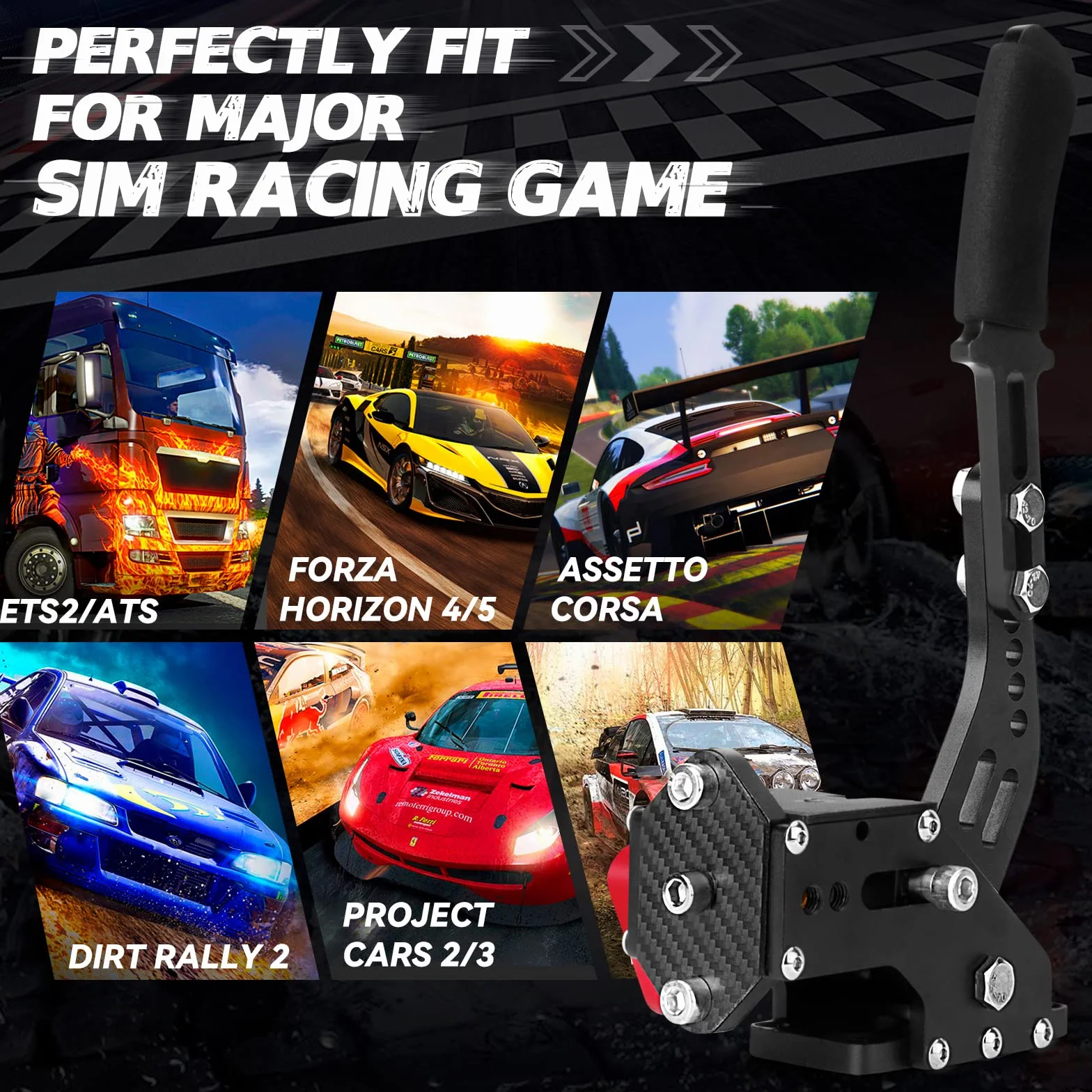 64 Bit Freno a Mano USB PC, Aggiornamento SIM Racing Games Freno a Mano per Lo GITECH G25 G27 G29 T500 T300 Thrust Master FANATECOSW Dirt Rally,Cavo di Nylon 2M/Molla Rinforzata/Nero Senza Morsetto