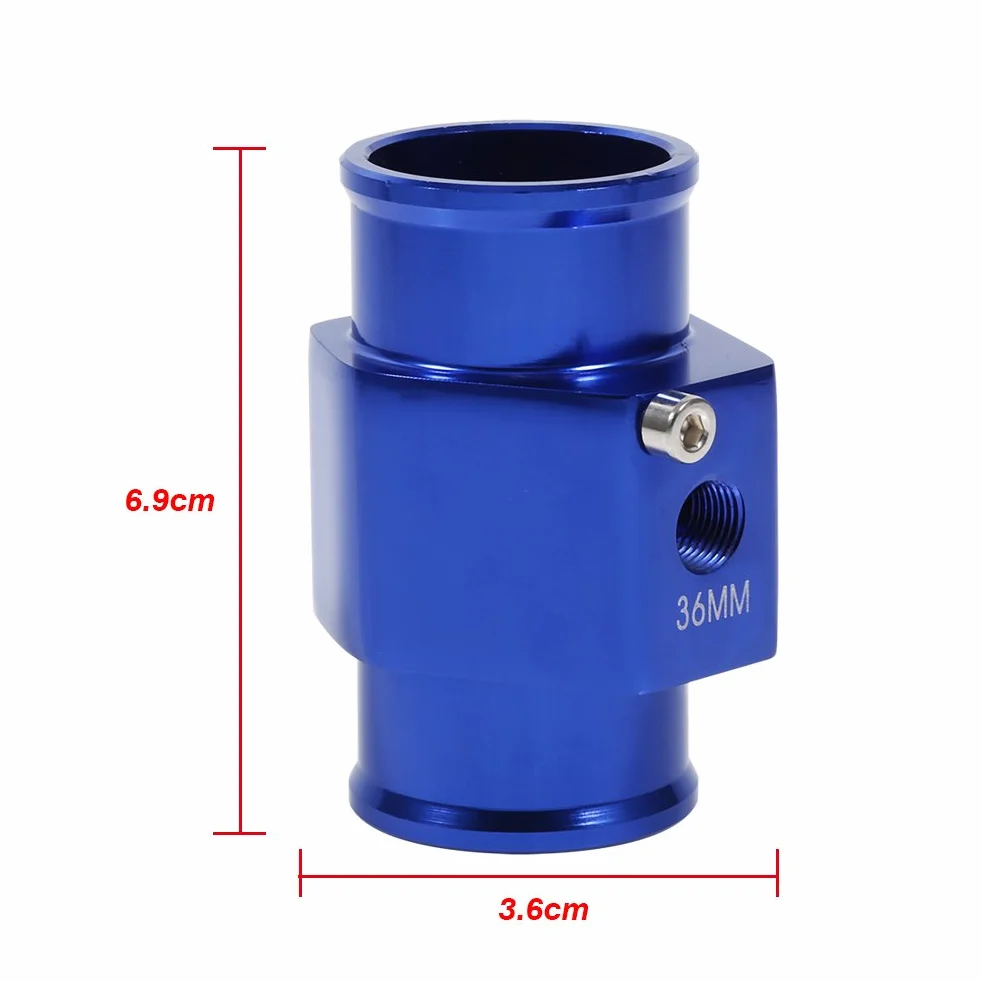 Tubo di Giunzione della Temperatura 'acqua, Adattatore per Tubo del Radiatore con Indicatore di Temperatura del Tubo di Giunzione della Temperatura 'acqua Blu 36 Mm