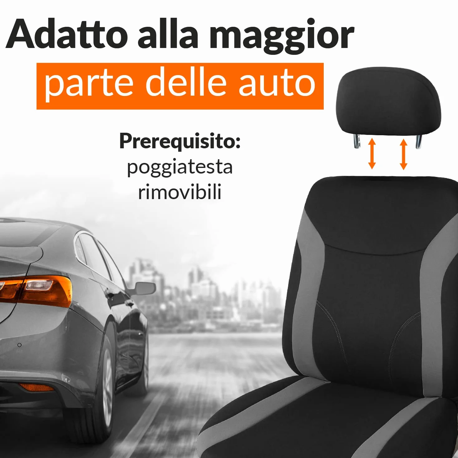 Upgrade4cars Coprisedili Auto Anteriore Universali Nero Grigio Set per Guidatore e Passeggero Accessori Auto Interno