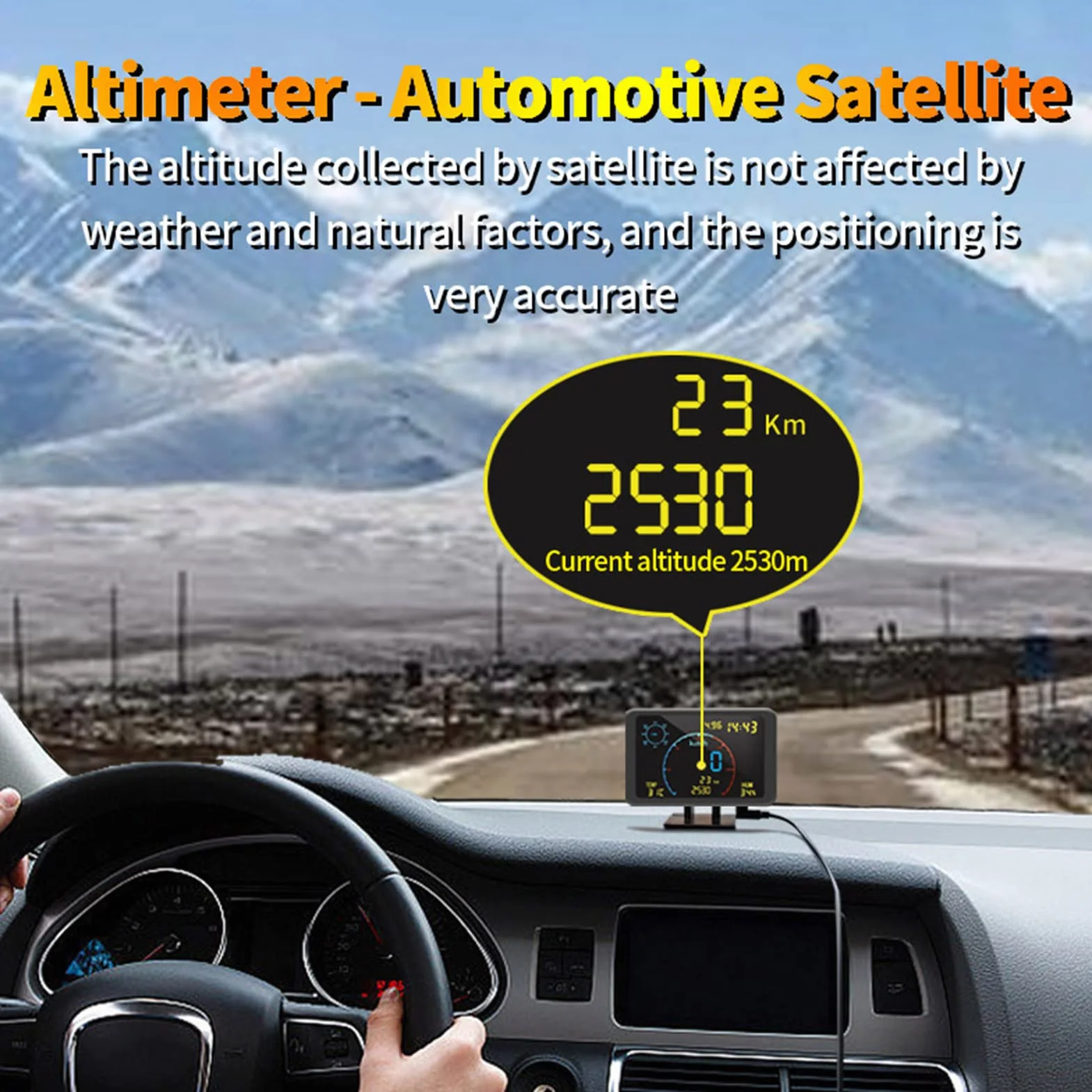 Contachilometri GPS digitale Contachilometri Display LCD da 4,7 pollici Display HUD con allarme di velocità eccessiva per tutti i veicoli 5-24V