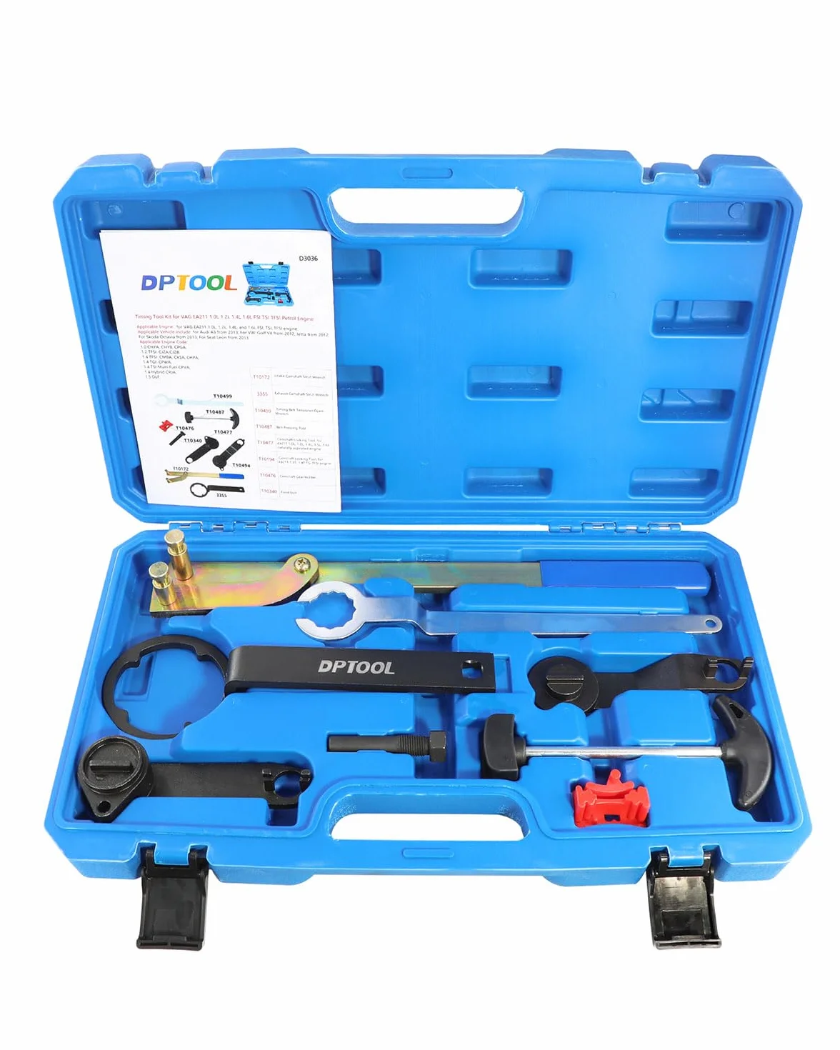 DPTOOL Set 8 strumenti regolazione distribuzione albero camme motore VAG EA211 1.0L 1.2L 1.4L 1.6L FSI TSI TFSI benzina VW Audi A3