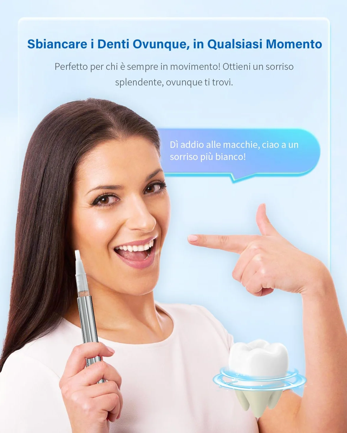 Penna Sbiancante Denti Set da 3 Penne Gel Sbiancamento Professionale Portatile