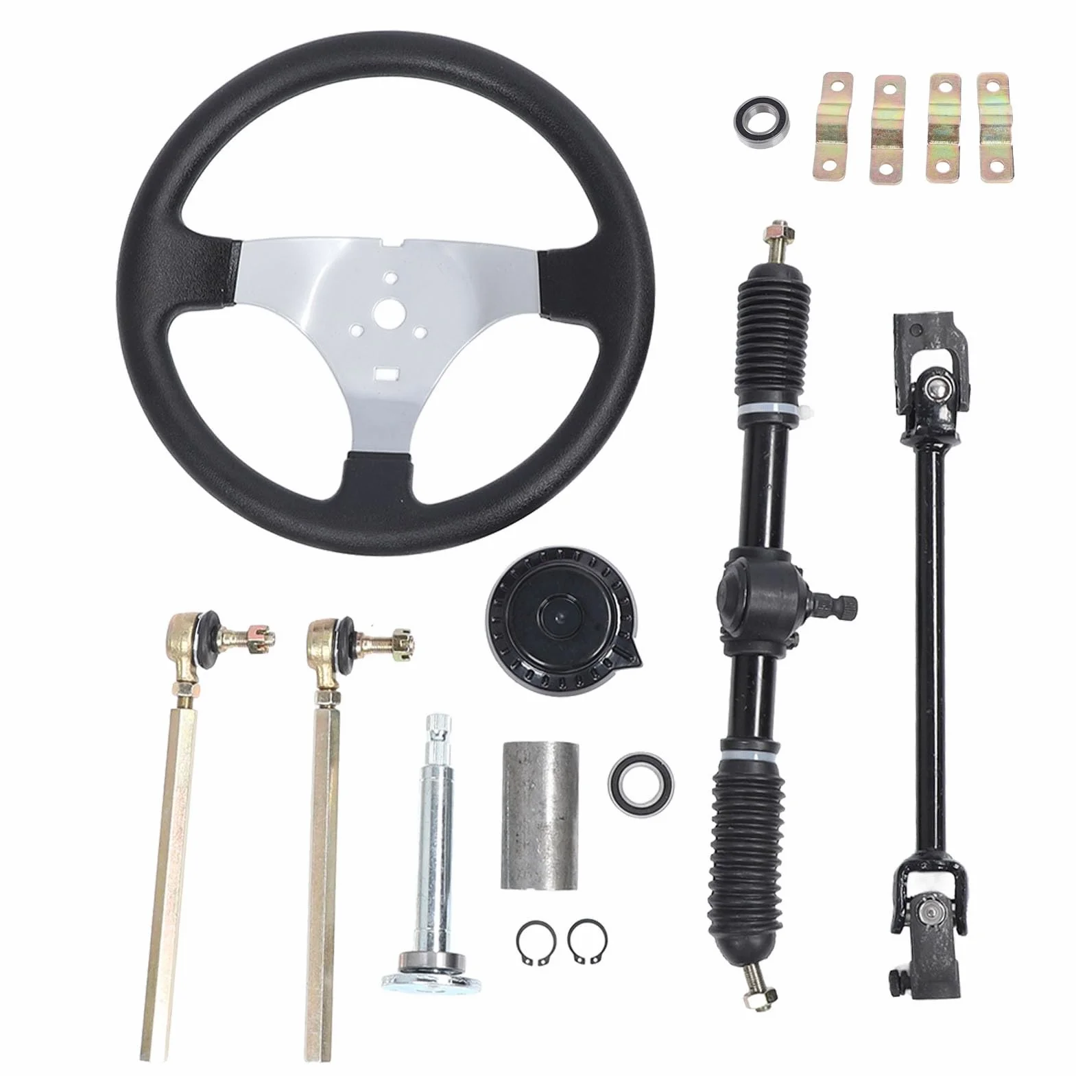 Kit Volante in Acciaio 300 Mm – Gruppo Sterzo Regolabile UTV, Go Kart e Carrello per Veicoli