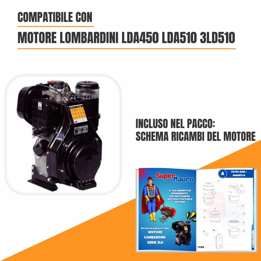 Filtro Aria Completo a Bagno d’Olio compatibile per Lombardini LDA450 LDA510 3LD510 15LD315 350 500