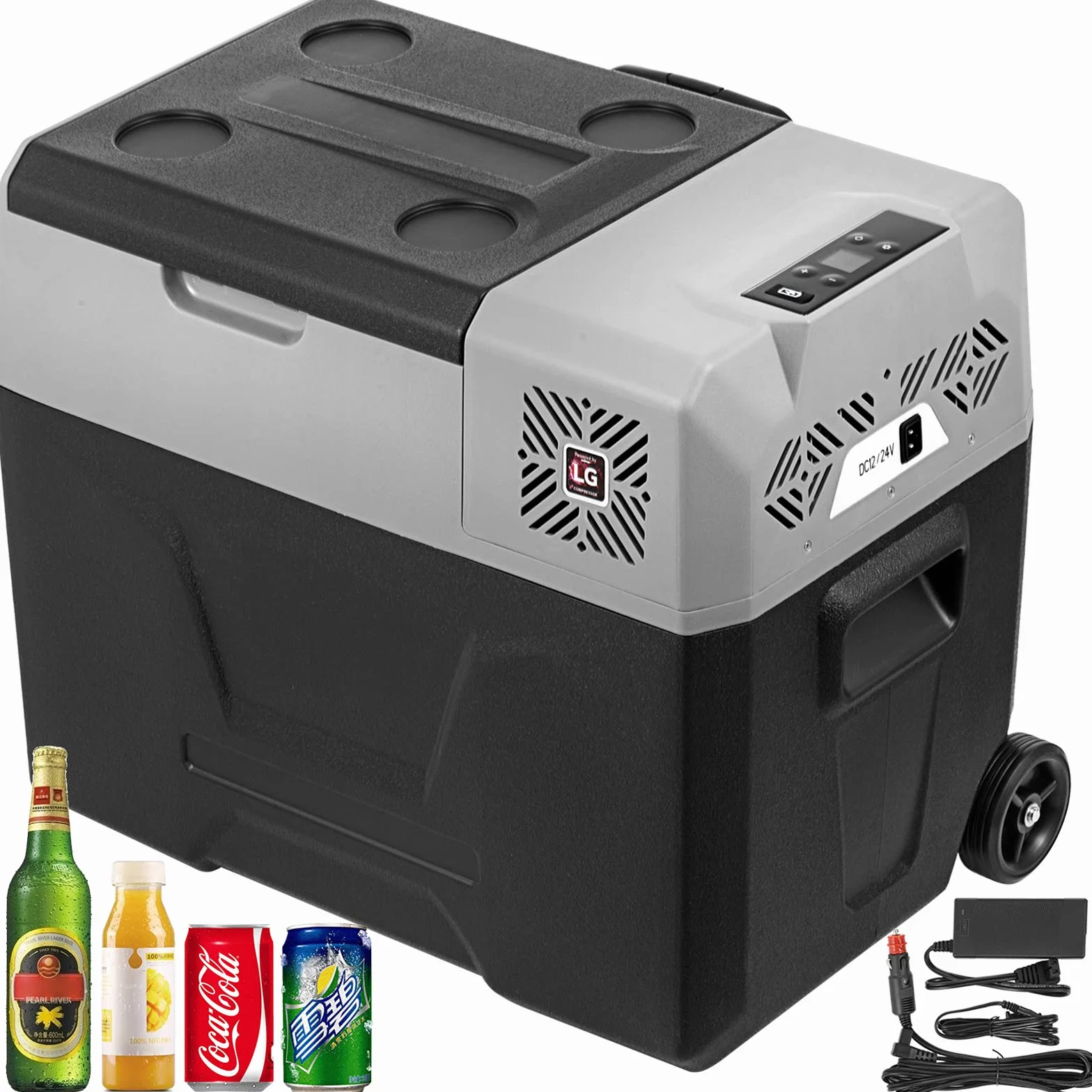 VEVOR Frigorifero termoelettrico portatile 50 L frigorifero da viaggio per auto frigorifero portatile elettrico da viaggio per auto mini frigorifero per auto mini frigorifero per bevande con LCD
