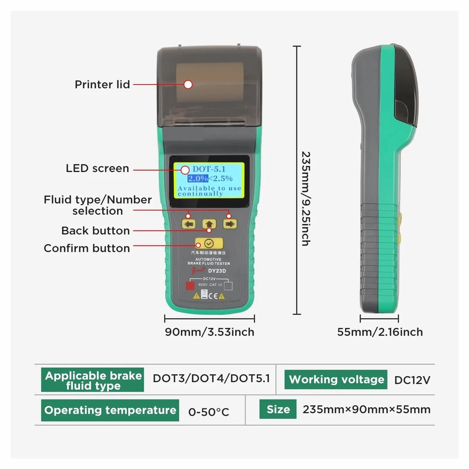 Tester del liquido dei freni, Multifunzionale Test Batteria Auto Veicolo