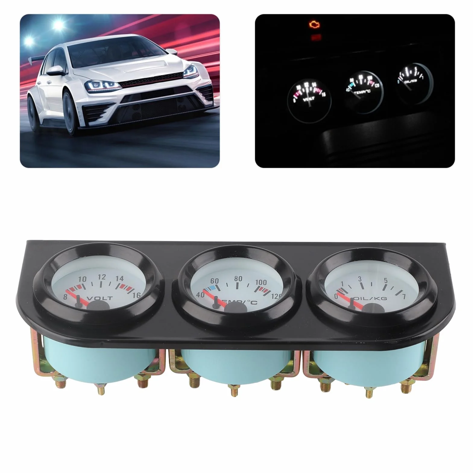 Kit Universale a Triplo Manometro per Auto, KIMISS, Strumento Multifunzione per Pressione Dell'Olio, Strumento KIMISS, Temperatura Dell'acqua, Volt, Misuratore di Pressione Olio