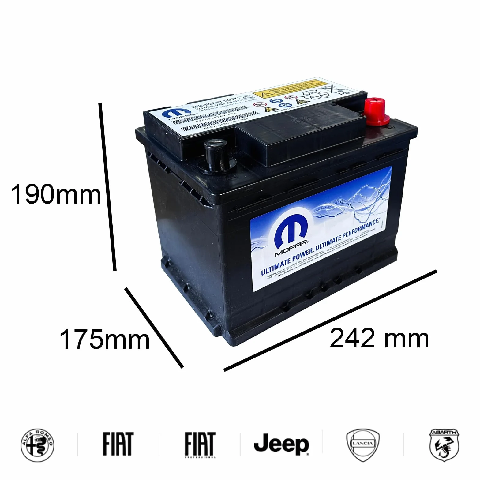Bateria Auto 60Ah EFB 600A Start & Stop do FIAT, ALFA ROMEO, LANCIA, JEEP