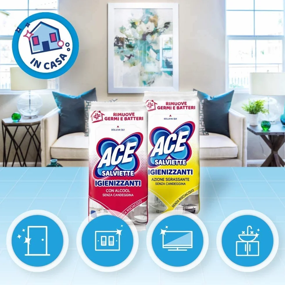 ACE Salviette Igienizzanti Mix Alcool Sgrassanti, 480 Salviette