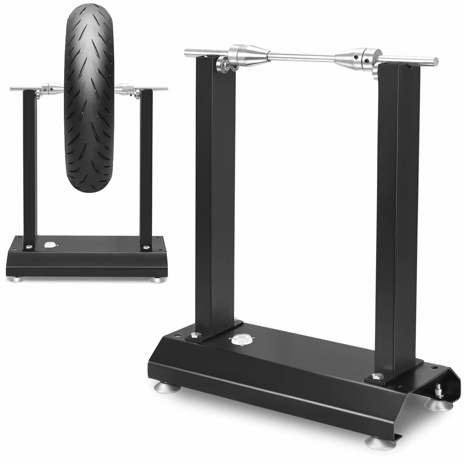 FIVMEN Macchina equilibratrice per pneumatici moto, dispositivo equilibrante per cerchi motociclistici con 4 gambe di supporto e livella ad acqua, macchina equilibratrice per cerchi, equilibratrice