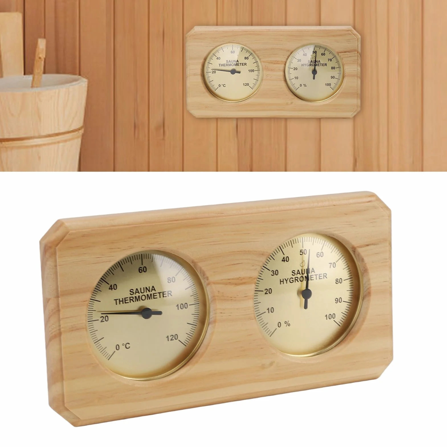 Termometro da sauna a parete igrometro legno 2 in 1 misuratore temperatura umidità