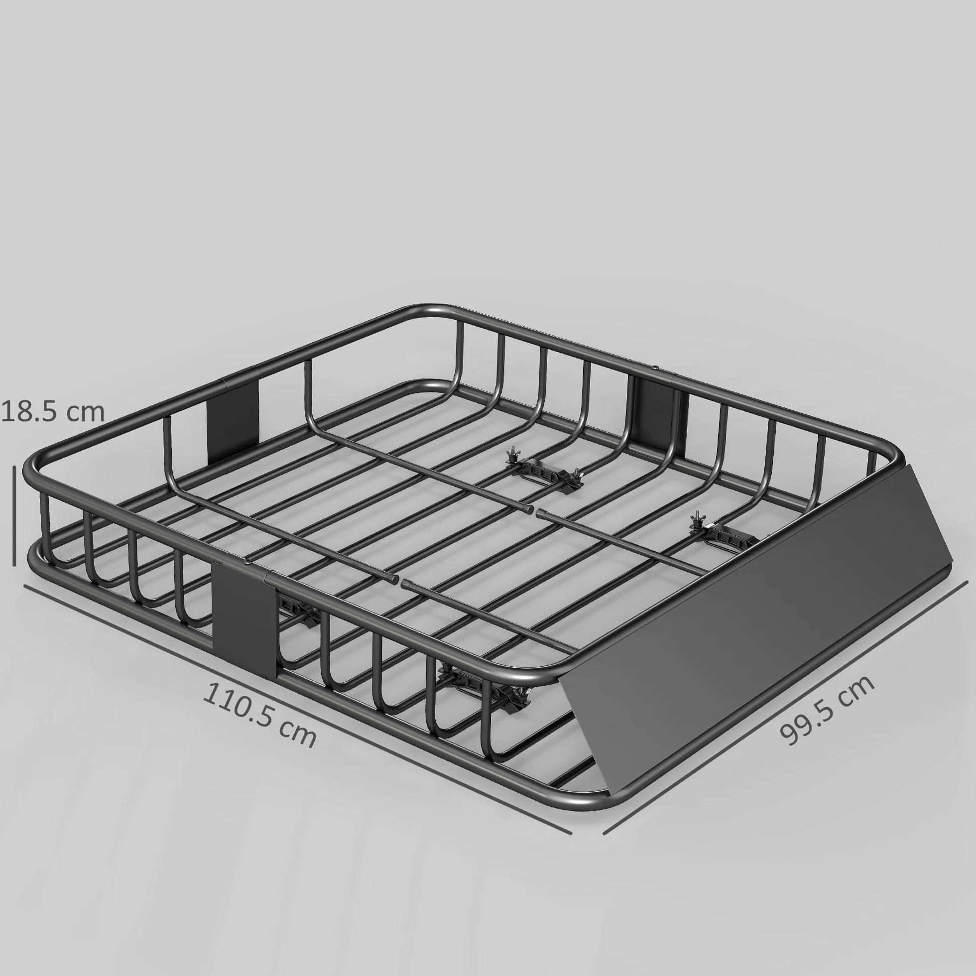 HOMCOM Portapacchi Auto Tetto da 90.7 kg, Cestello Portapacchi Auto Universale con Deflettori, Barre Laterali, Portabagagli in Acciaio, per SUV, Pickup, Fuoristrada, Berline, 110.5x99.5x18.5 cm, Nero