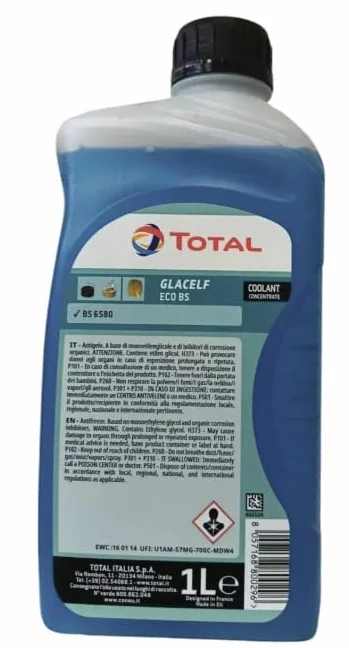 Total Glacelf Eco BS 2F Liquido Antigelo Blu Concentrato 1L OAT Protezione Radiatore