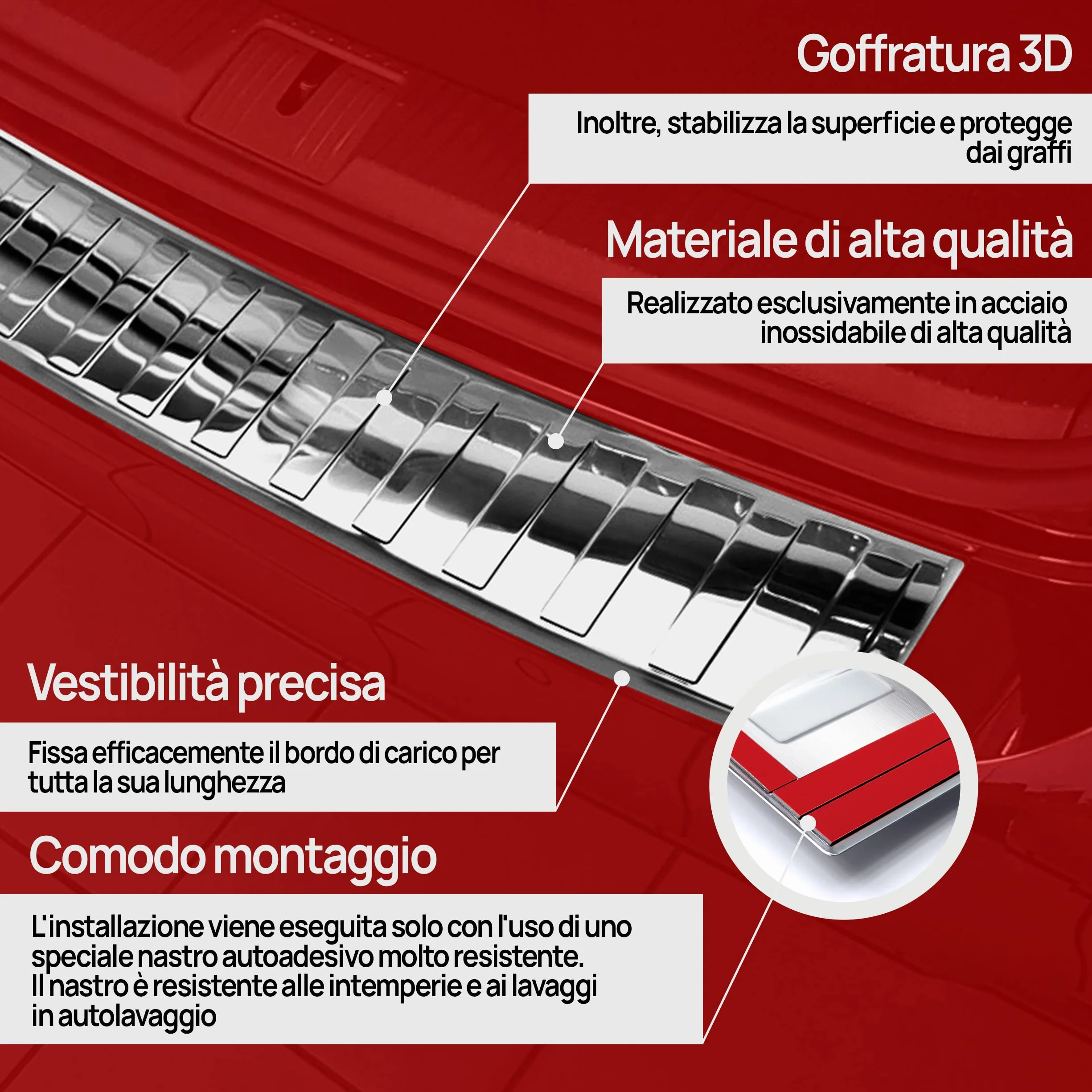 Chromemaster | Protezione Posteriore Compatibile con Mercedes Vito Classe V W447 dal 2014- | Acciaio INOX Lucido/Cromato | Protegge la Vernice del Paraurti dai Graffi