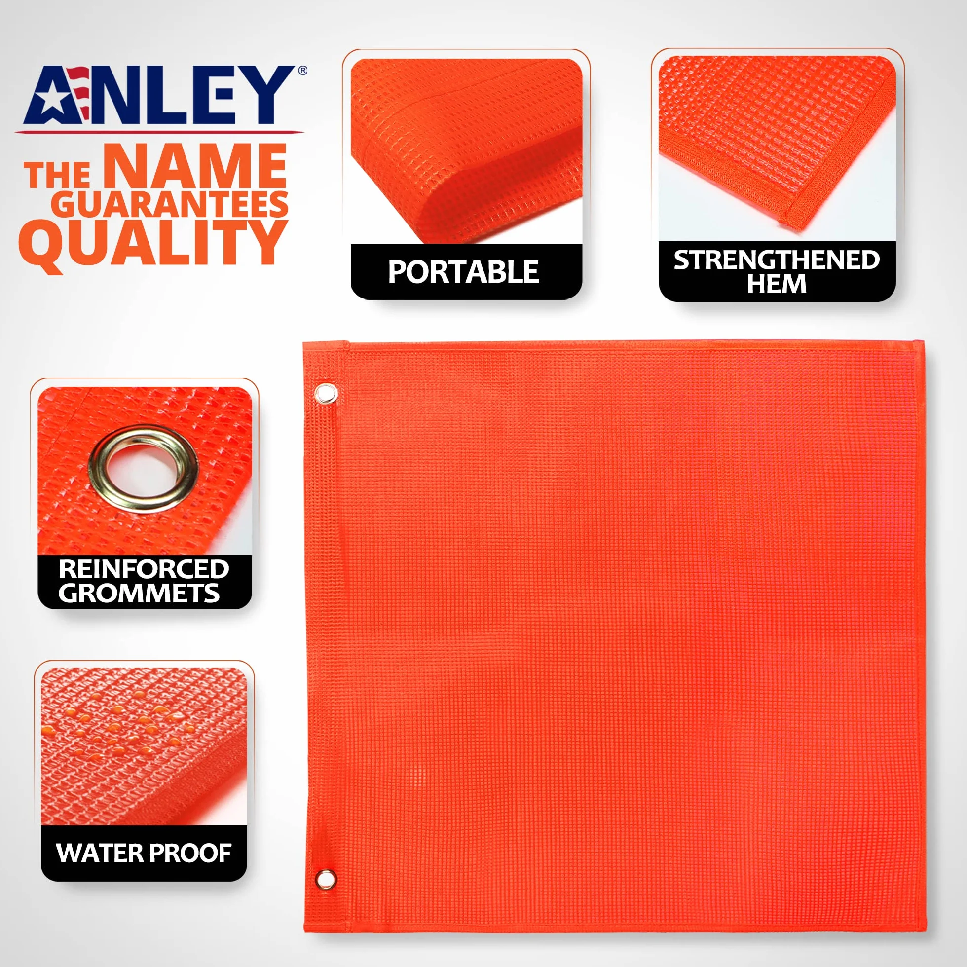 Anley bandiere di sicurezza per camion 45,7x45,7 cm arancione segnale avvertimento nylon rivestito vinile confezione da 2