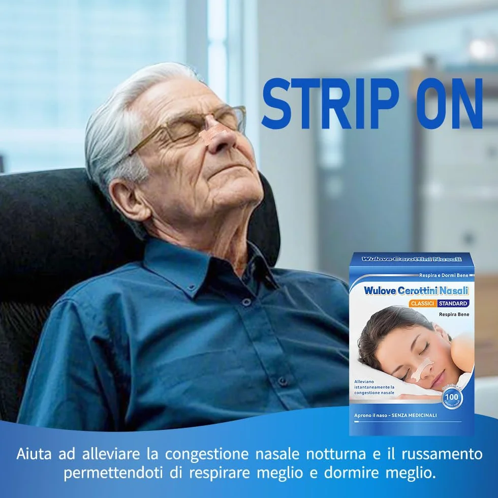 Cerotti Nasali Antirussamento 100 Pezzi 66x19mm per Facilitare la Respirazione