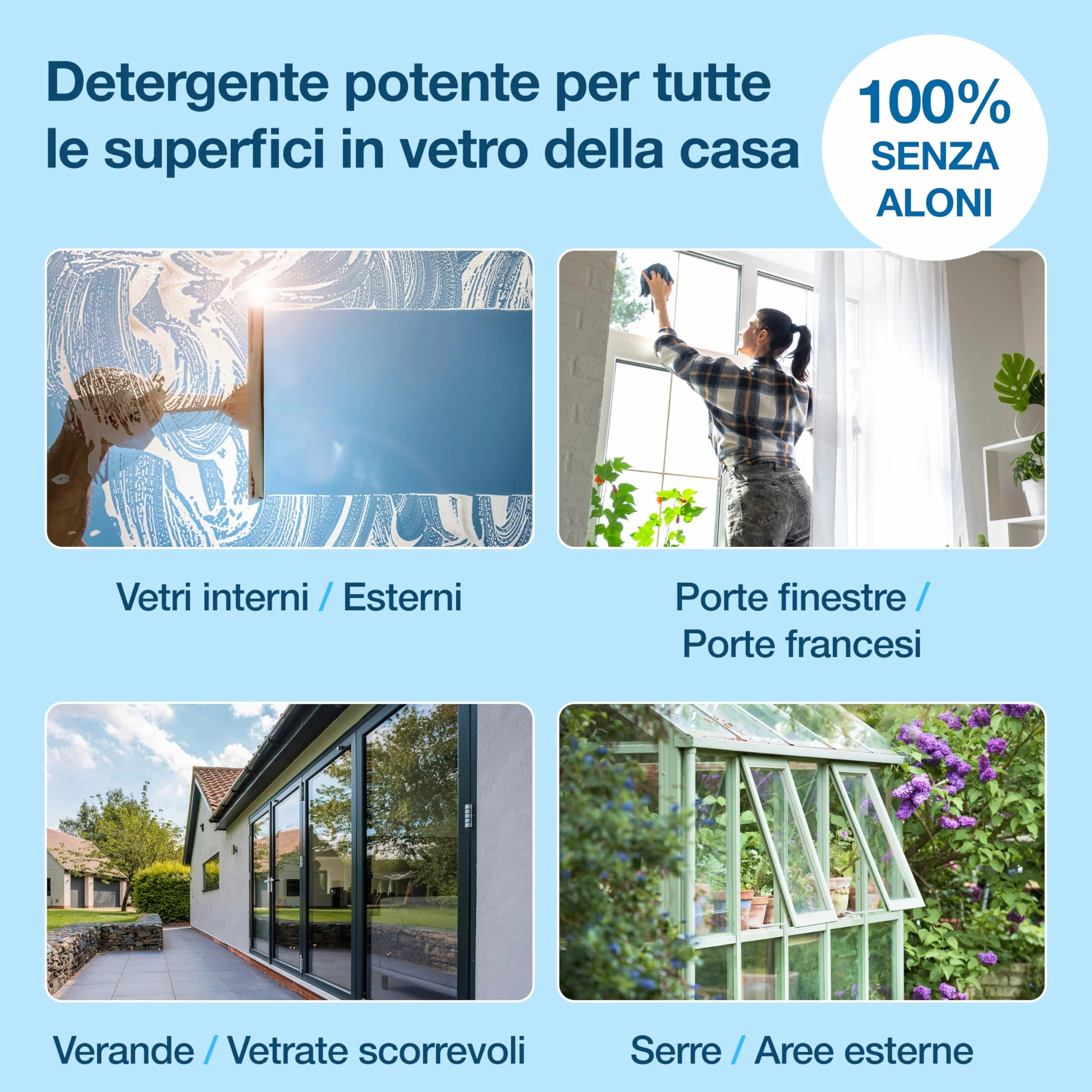 HG Detergente per Vetri Concentrato 500ml Lucentezza Senza Aloni