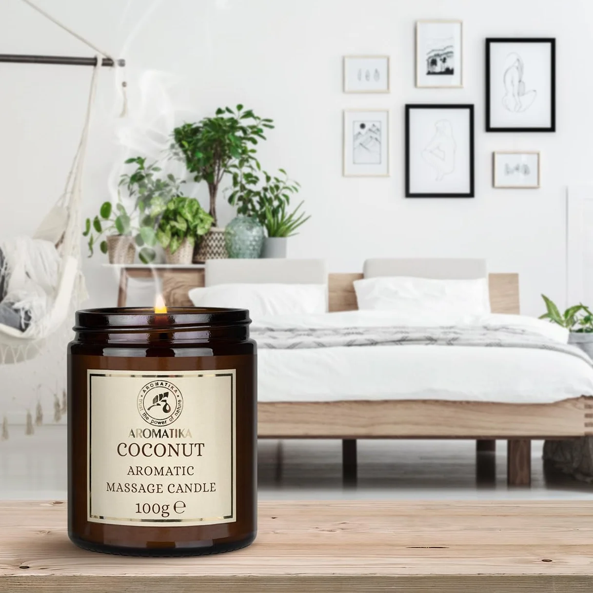 Candela da Massaggio Coco 100g - Cera di Soia - Olio di Cocco, Mandorla & Monoi di Tahiti - Aromaterapia