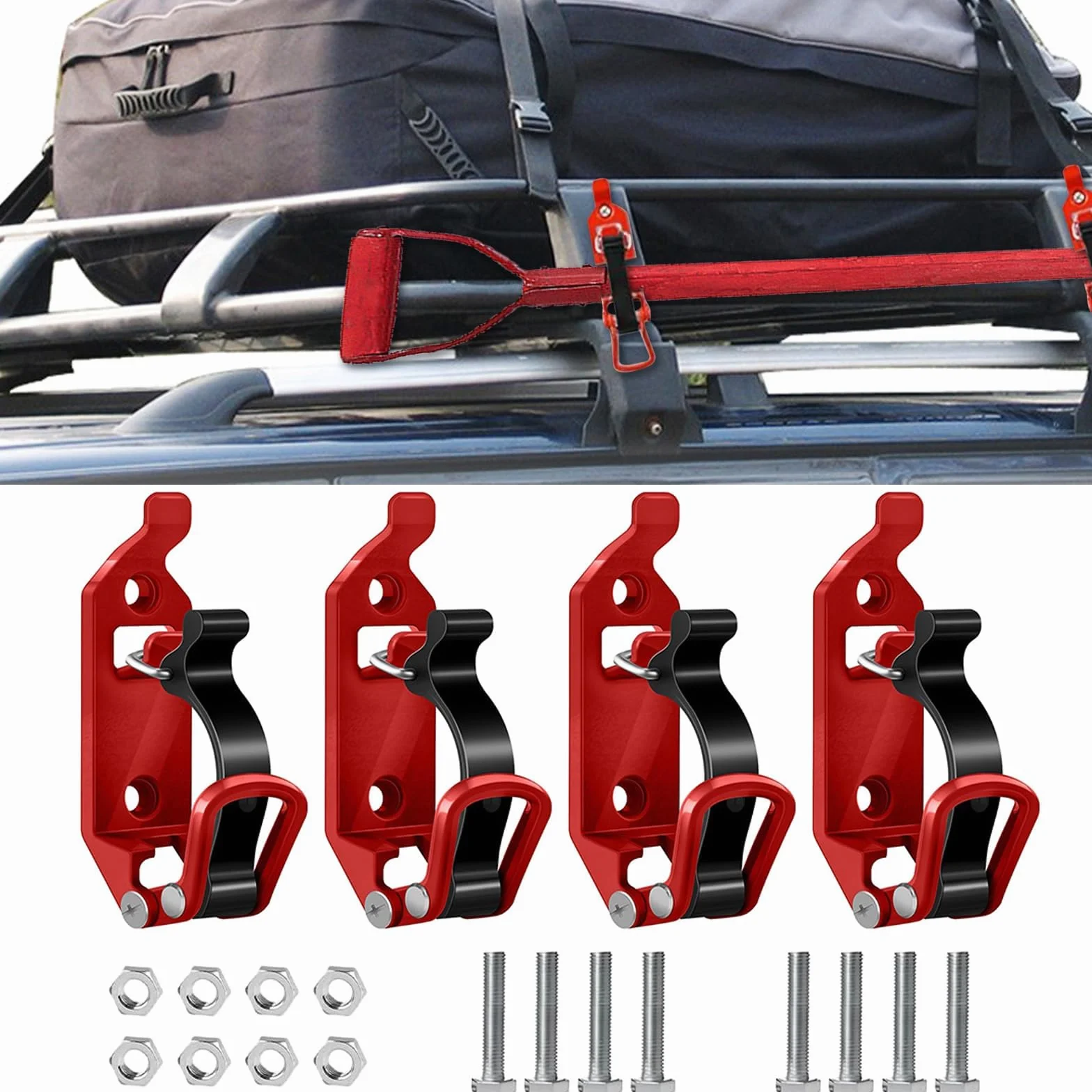 4 supporti per pala, supporto per pala per barre portatutto, accessori per barre portatutto Shovel Mount per Roof Rack, barre portapacchi per pala per barre portatutto barche attrezzature militari