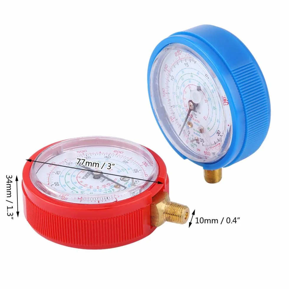 Manometro per condizionatore d'aria per auto, coppia di kit per manometro per alta e bassa pressione refrigerante R410A R134A R22