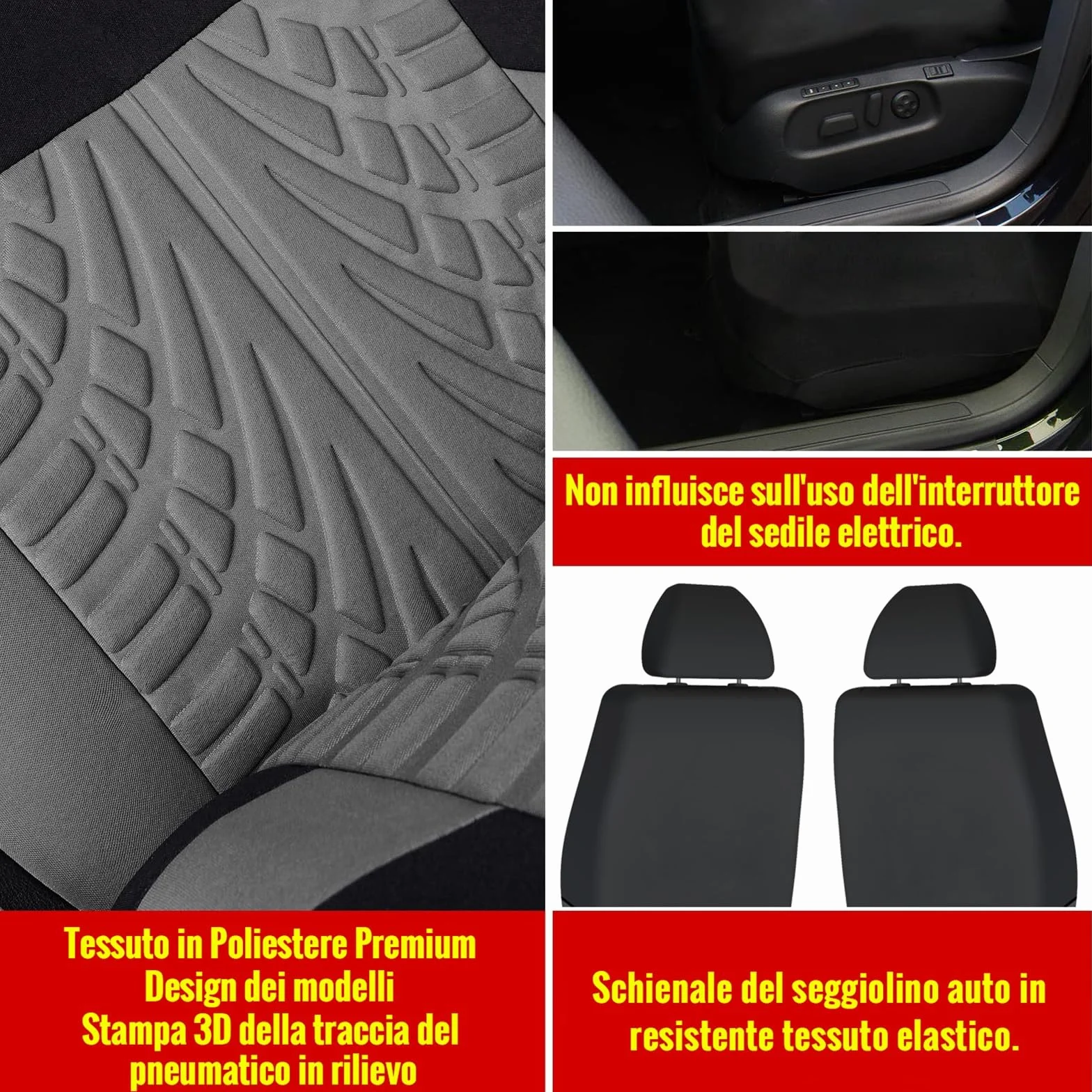 AUTOYOUTH Copri Sedili Auto Universali Compatibile Airbag Laterale Nero Grigio