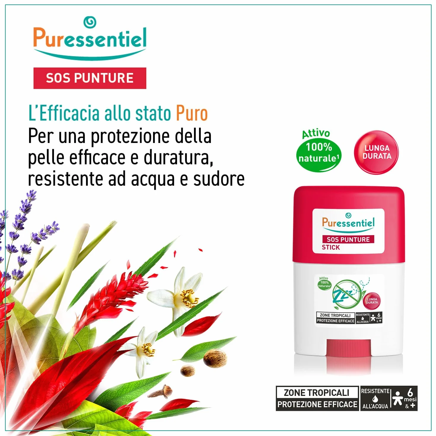 Puressentiel Stick SOS PUNTURE Zone Tropicali Waterproof Corpo e Viso 20 ml