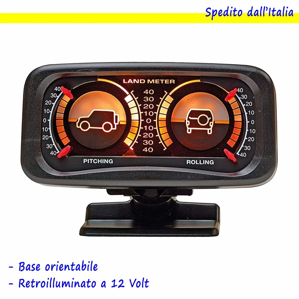 Inclinometro Auto retroilluminato Panda 750 4x4 Fuoristrada indicatore di inclinazione Livello Pendenza Camper SUV Nero 12V