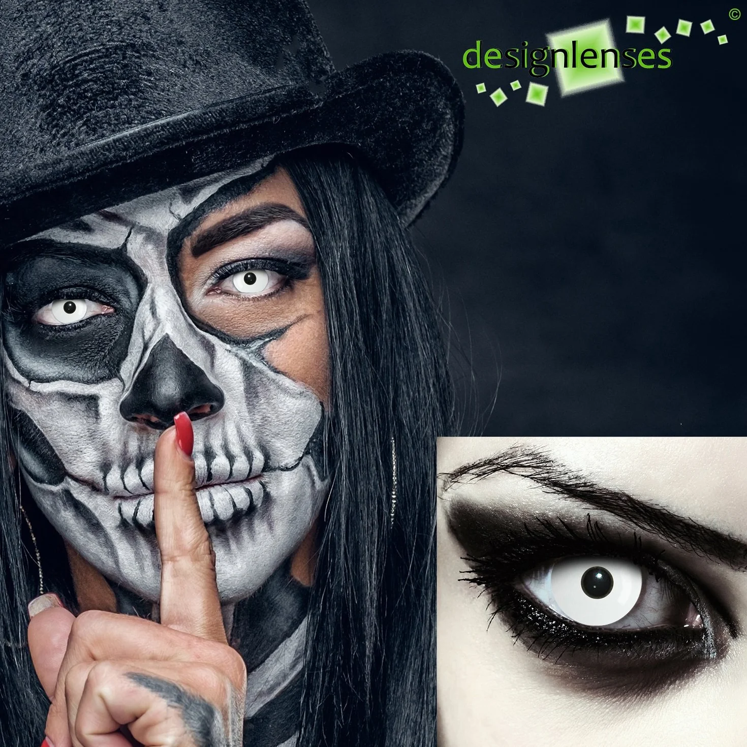 Lenti a contatto giornaliere colorate bianche Halloween zombie 1 paio 2 pezzi Whiteout 14.00 8.60