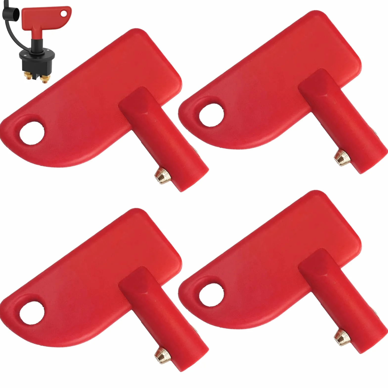 Set di 4 chiavi di ricambio per interruttore principale, interruttore universale per batteria, rosso, per auto, camper, camion e barche