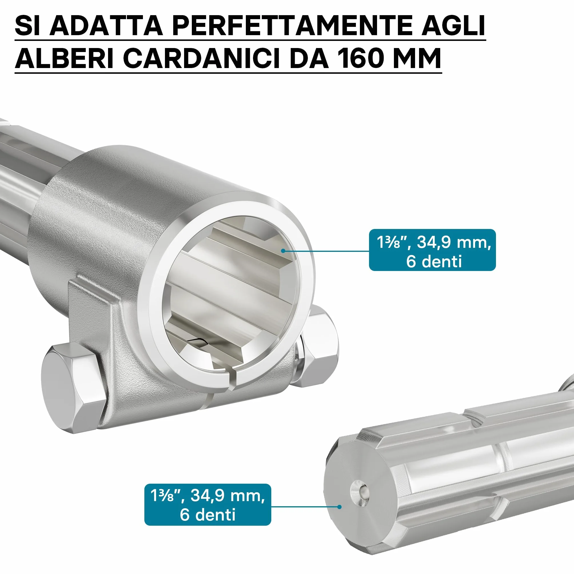 Wiltec Boccola Albero cardanico 160 mm 1 3/8" 6D Trattore