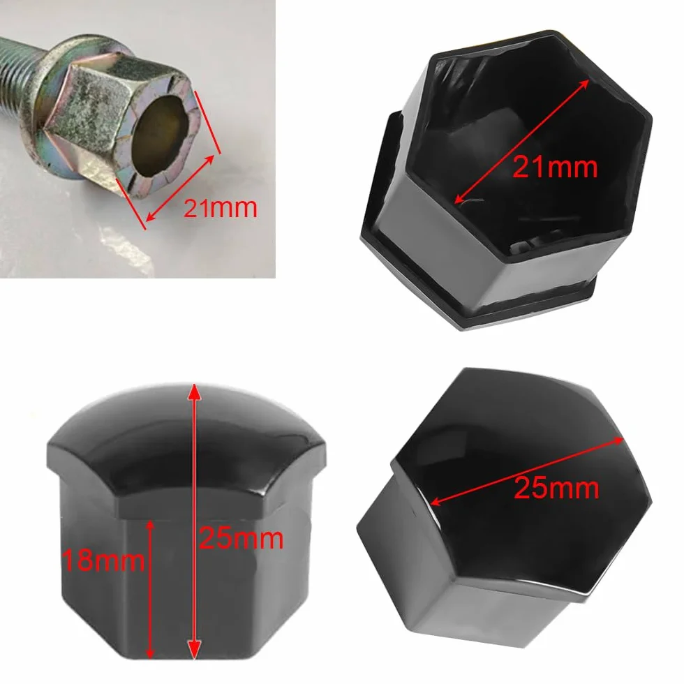 Gebildet 22 Pezzi Tappi a Vite Ruota Set Universale 21 mm, Copridadi Ruota per Auto, Tappi Dadi Ruota Cerchione, Coperture Copricerchi con Estrattore (Nero)