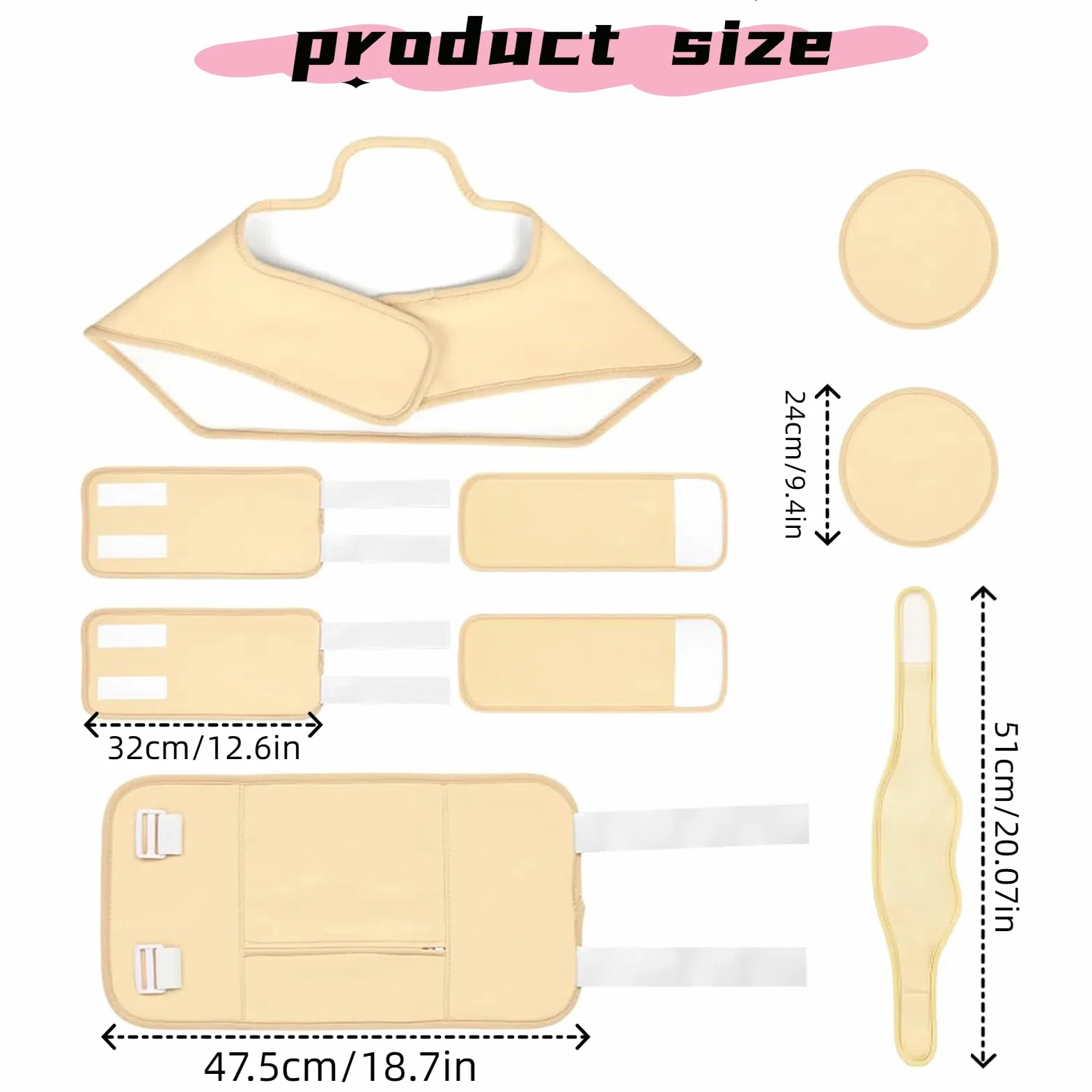 Kit Castor Oil Wrap 9 Pezzi Fascia Elastica Regolabile Olio di Ricino Organico Riutilizzabile