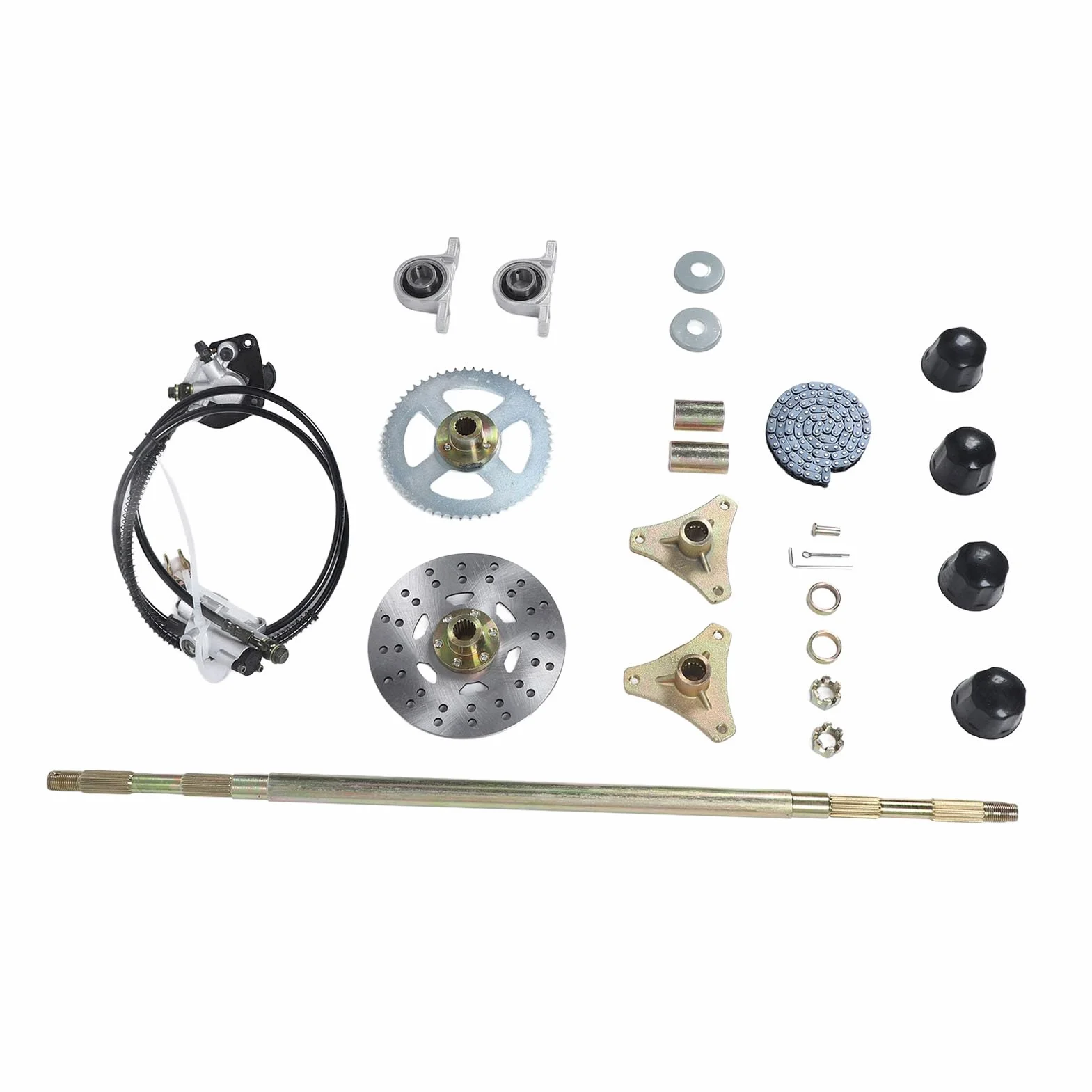 Sxhlseller Kit Assemblaggio Assale Posteriore 74cm Go Kart, Kit Assale in Metallo con Componenti e Catena del Freno per Quads ATV