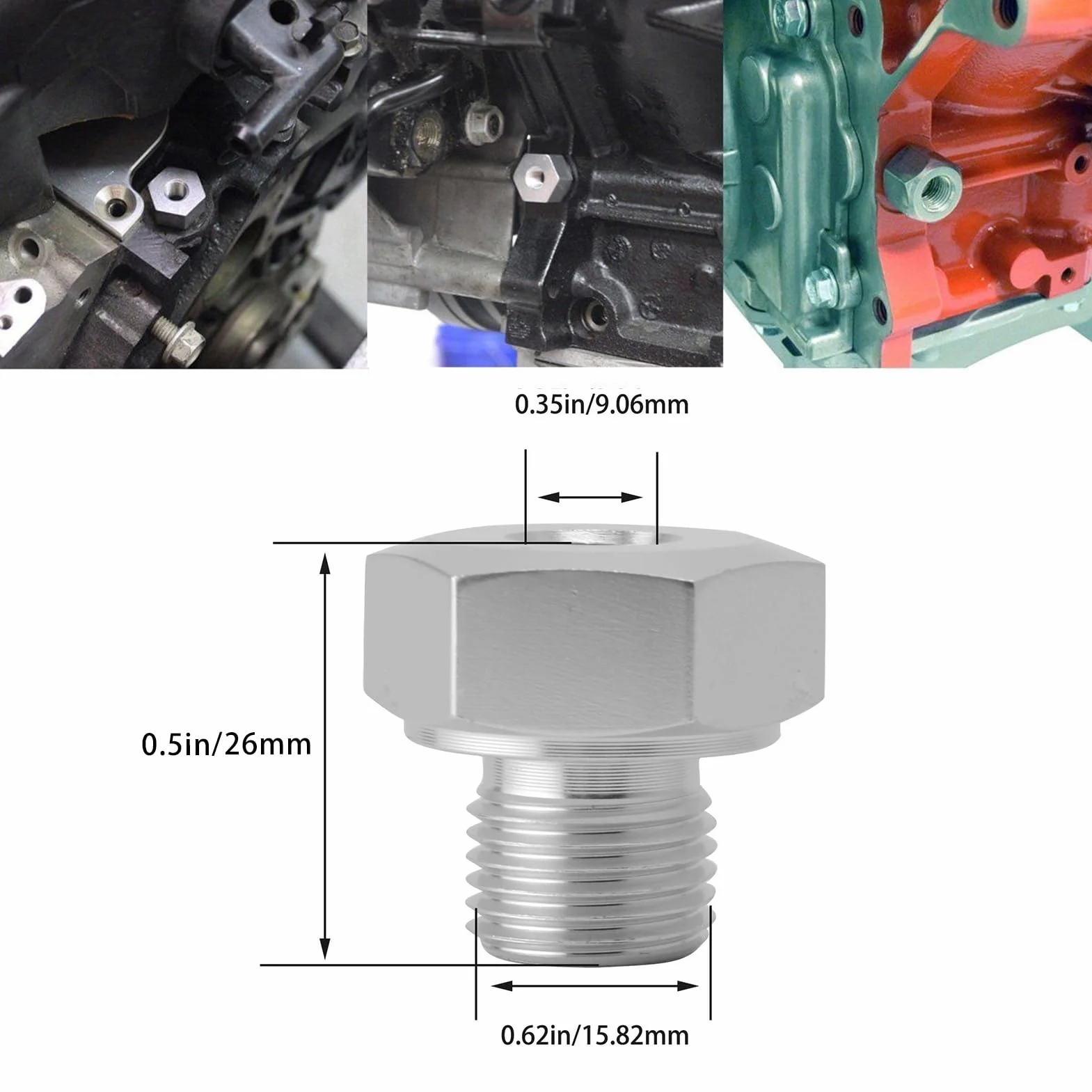 Adattatore Pressione Olio LS, Adattatore M16 1,5 a 1/8 NPT, Rilevatori di Perdite di Carburante per Autoveicoli, Adattatore Sensore Pressione Olio M16x1,5 a 1/8 NPT Raccordo