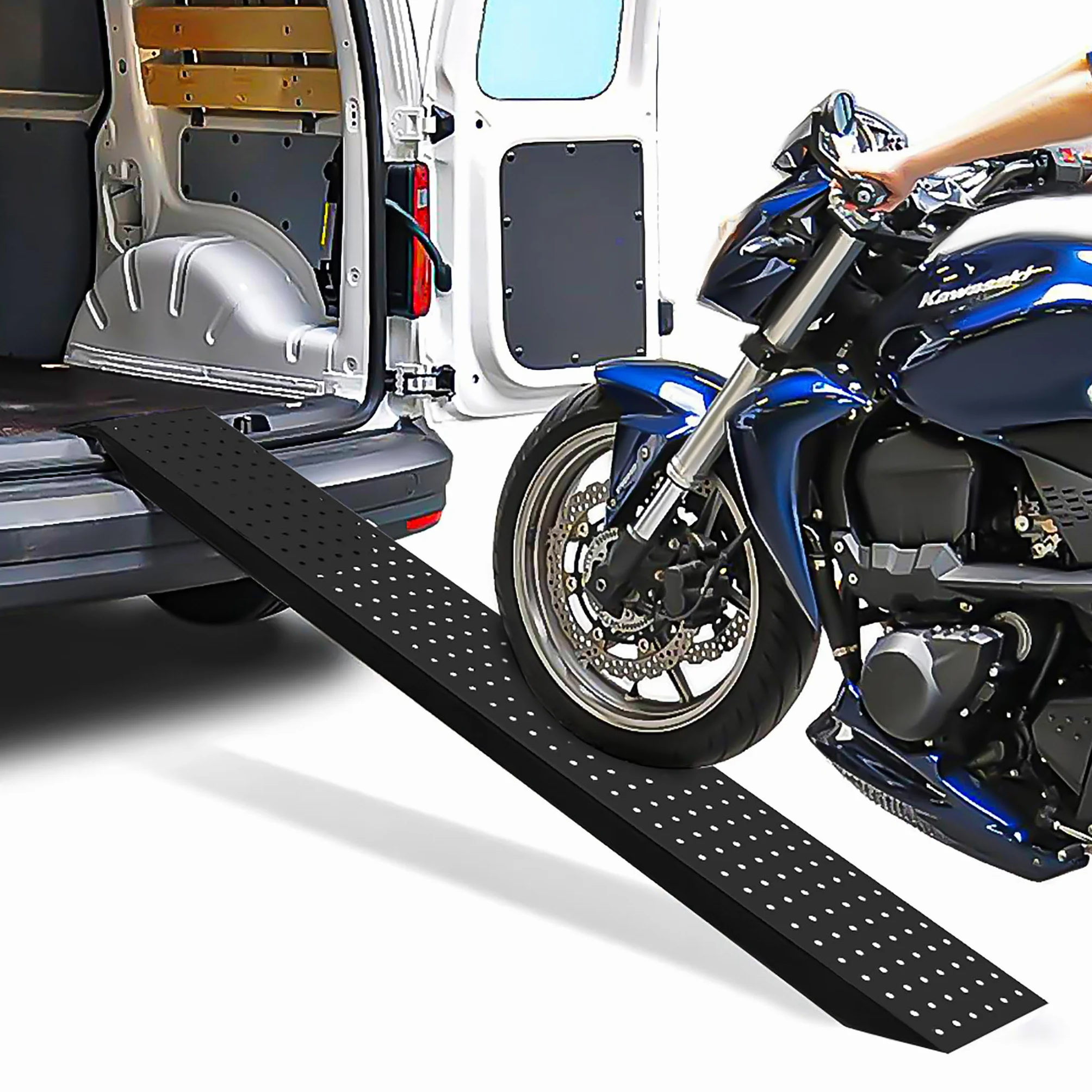 NAIZY 2X Rampa di Carico in Acciaio, 135 cm | Max 400 kg | Zincata | Antiscivolo per Auto Moto Quad PKW, Nero