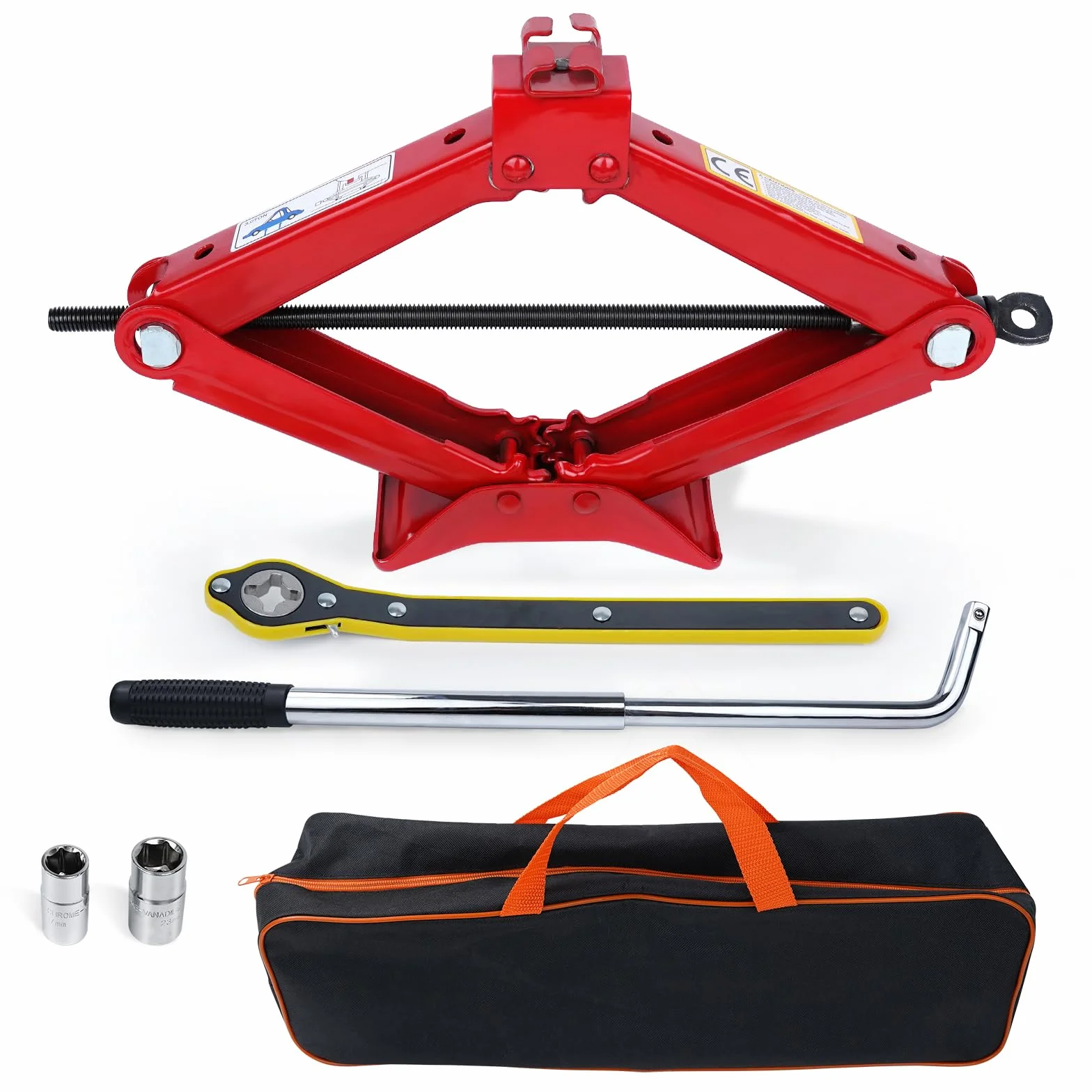 Cric per Auto 3 Tonnellate, Crick Portatile Universale Gamma Sollevamento 120-445 mm per SUV MPV