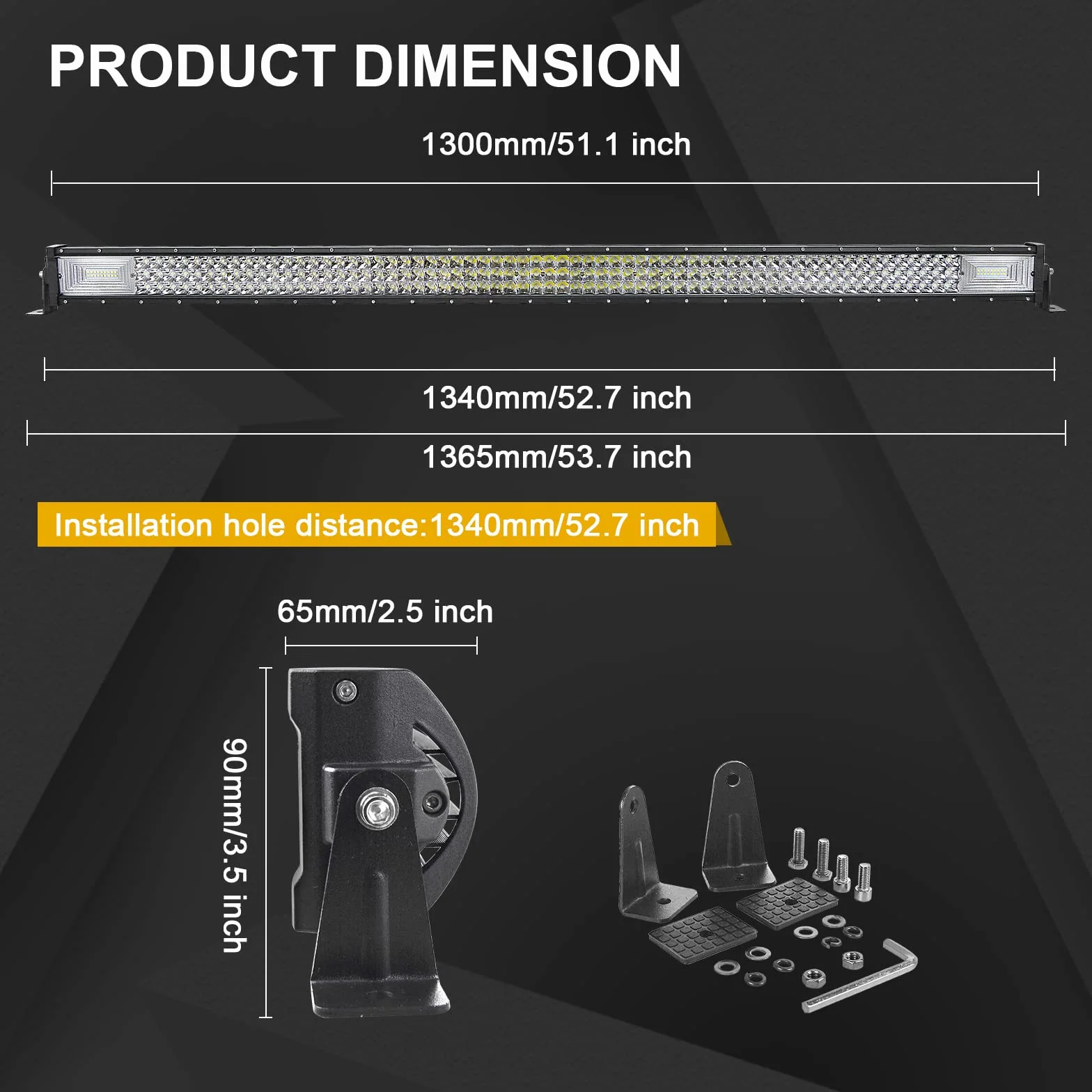 Willpower Barra LED 132cm 52 Pollici 675W Fari LED 12V 24V Fascio Spot e Inondazione Impermeabile Faretti LED Faro da Lavoro LED Barra Luci LED per Fuoristrada Auto Trattore Camion 4x4 Barca ATV