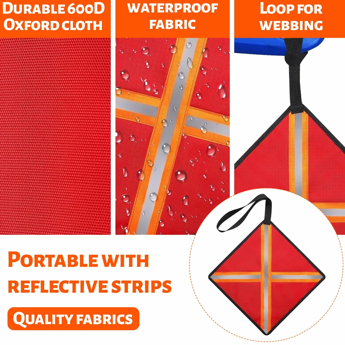 Bandiere di avvertimento rosse 32×32 cm impermeabili riflettenti per carichi camion kayak