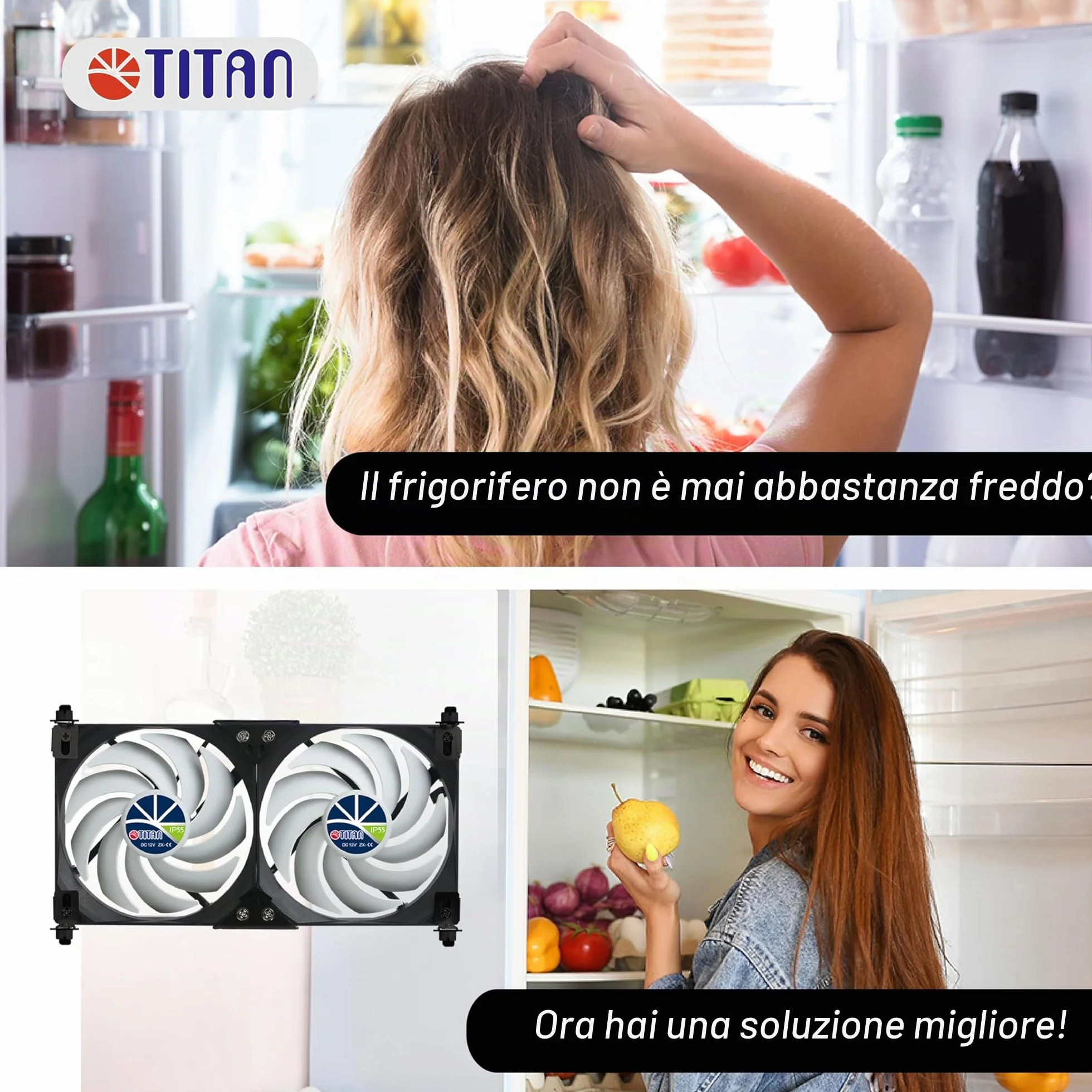 TITAN- Ventola Doppia per Frigorifero (120mm(+))
