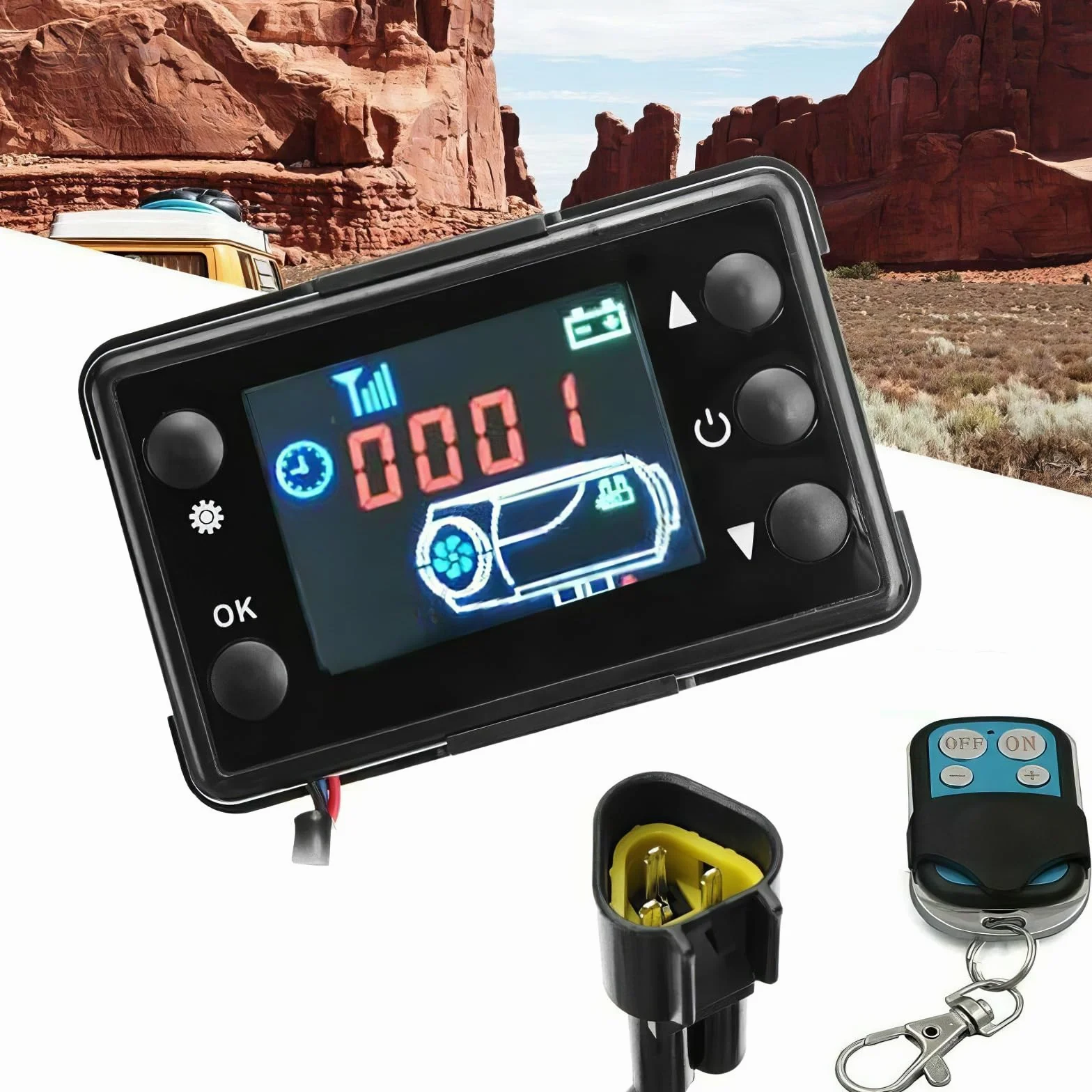 Baceyong LCD Switch 4 Pulsanti Telecomando, Riscaldatore Universale per Auto 12V per Auto Diesel Parcheggio Riscaldamento