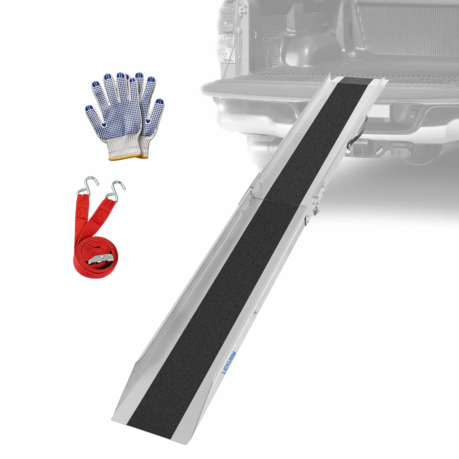 LIEKUMM Rampa di Carico Moto, 180cm Rampa pieghevole in acciaio con pellicola antiscivolo, 280KG capacità Rampa resistente per moto ATV Van Mower