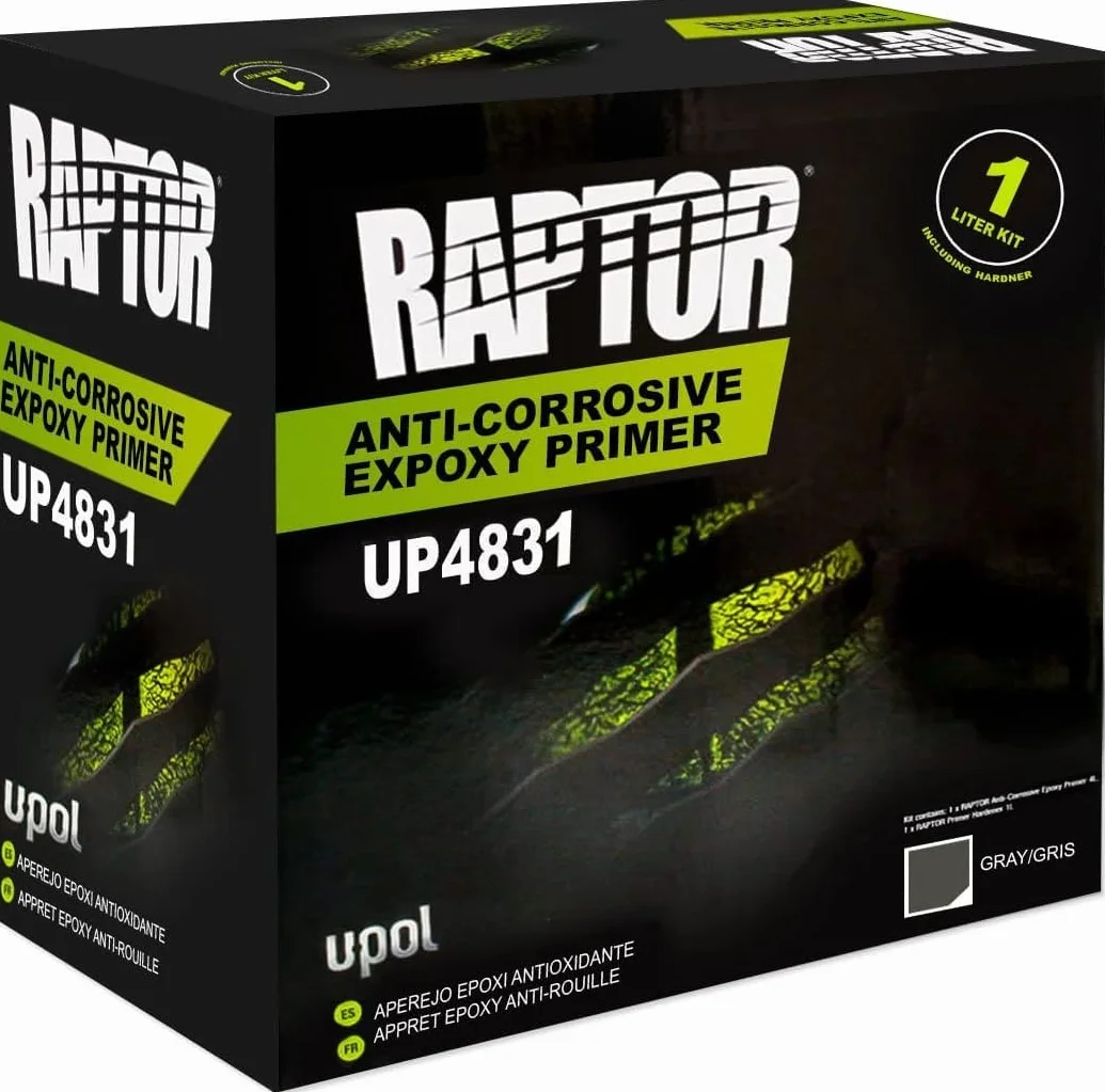 Raptor UP4831 - Kit primer epossidico anticorrosivo 4:1, grigio, 1 l, set da 2 pezzi