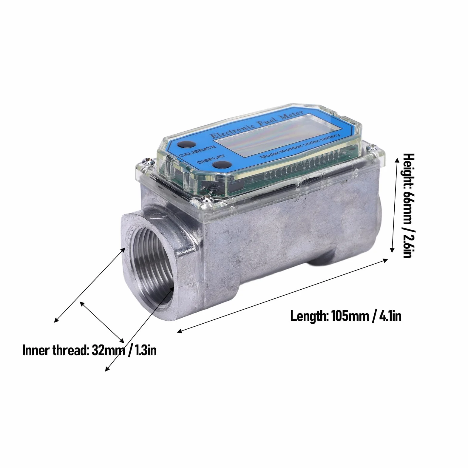 Matybobe Misuratore di Portata a Turbina Misuratore di Portata a Turbina Digitale Elettronico per Carburante Display unità (32 mm)