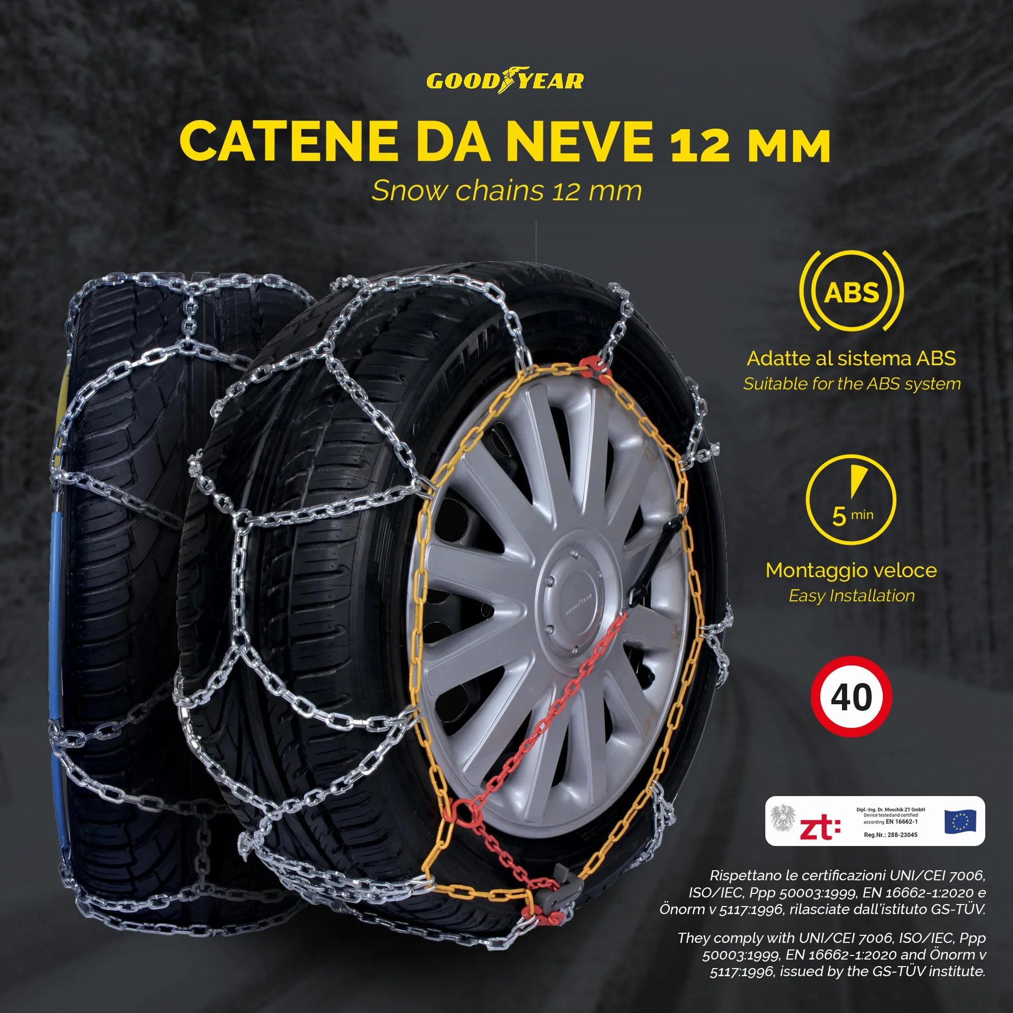 Goodyear Catene neve 12 mm 225 SUV furgoni camper 4x4
