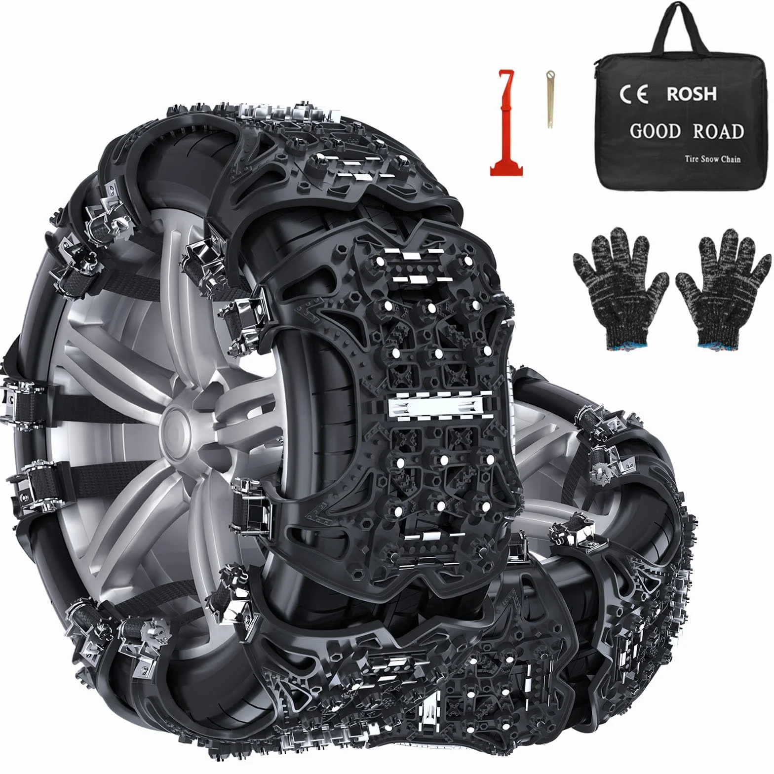 Catene da Neve Universali 6 Pezzi per Pneumatici 165-285 mm per PKW SUV LKW MPV ATV Installazione Rapida