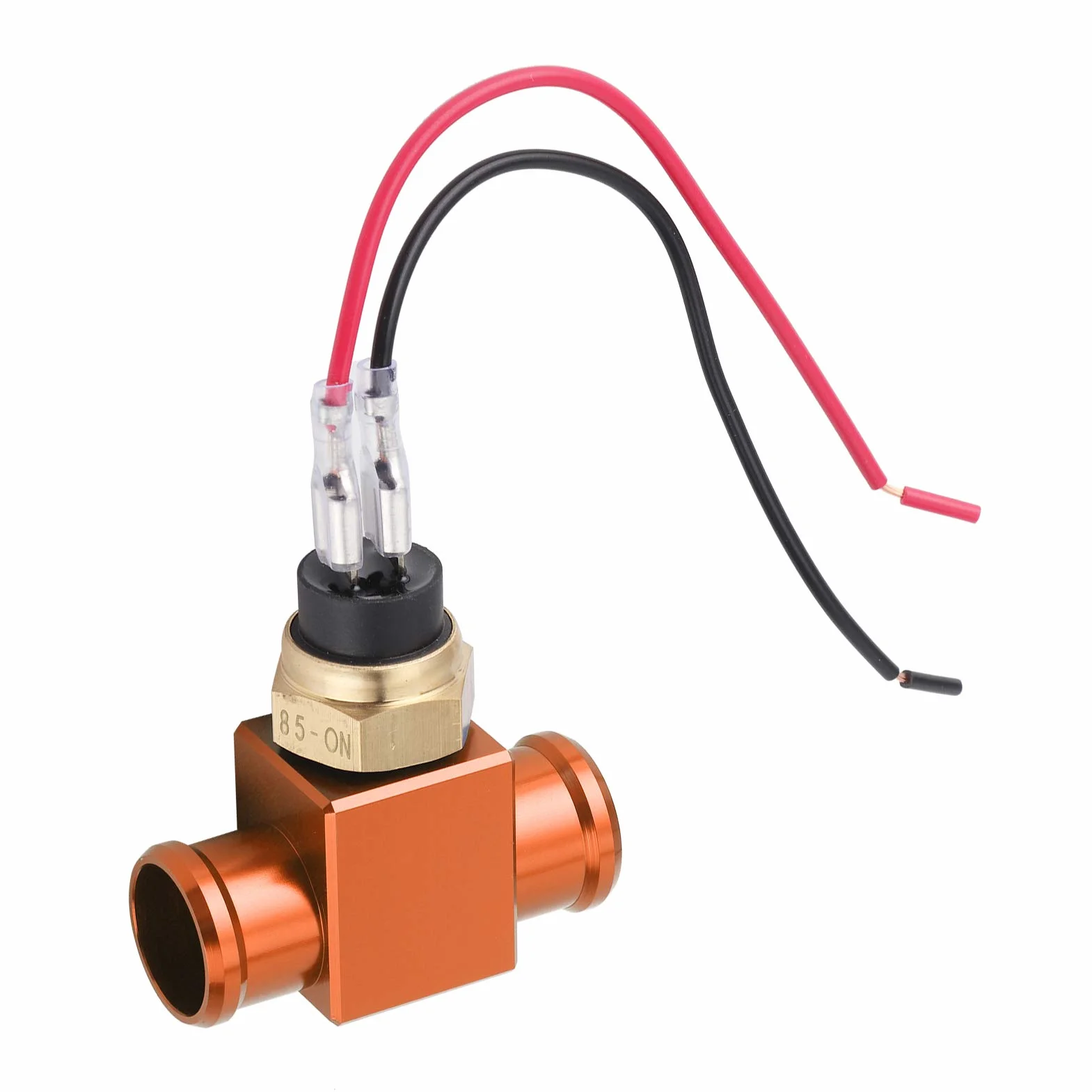 Interruttore di temperatura, termostato in lega di alluminio Interruttore temperatura acqua Radiatore Sensore temperatura ventola refrigerante Sensori temperatura per moto ATV Fuoristrada(arancia)