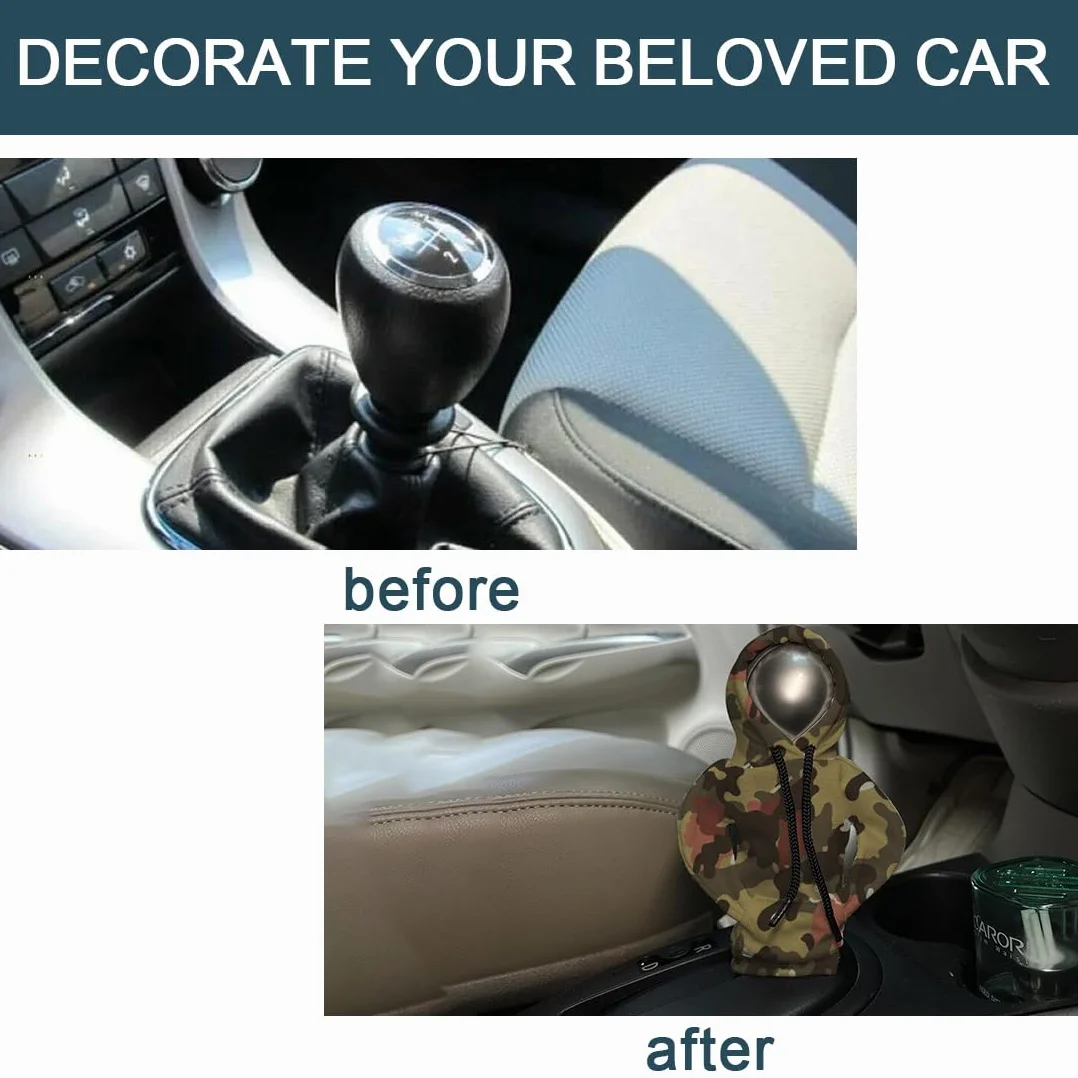 Felpa per Cambio Auto Universale Con Cappuccio, 2 Pezzi Pomello Copri Cambio Macchina - Divertente Decorazione